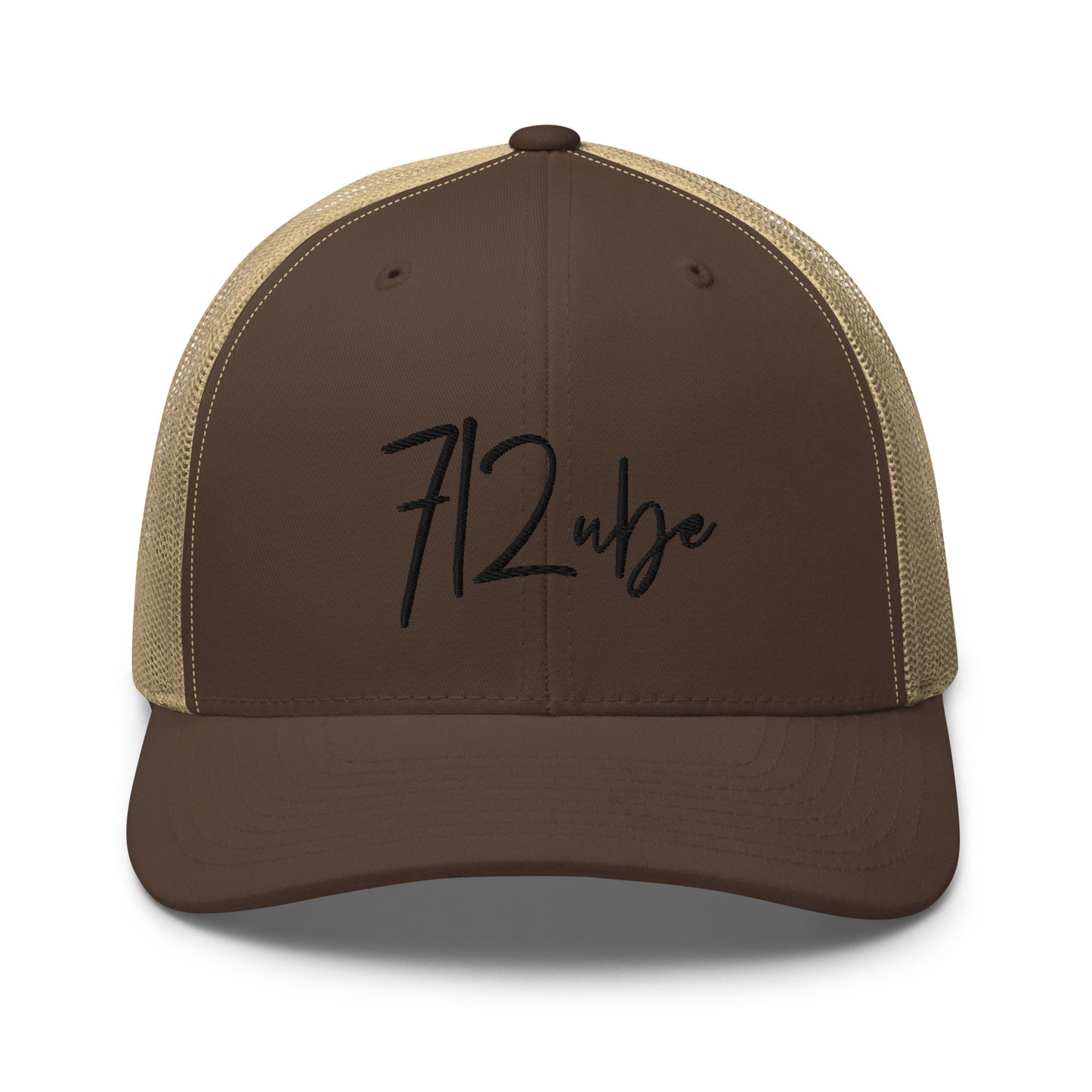 712ube Signature Series Embroidered Trucker Cap (Black Logo)