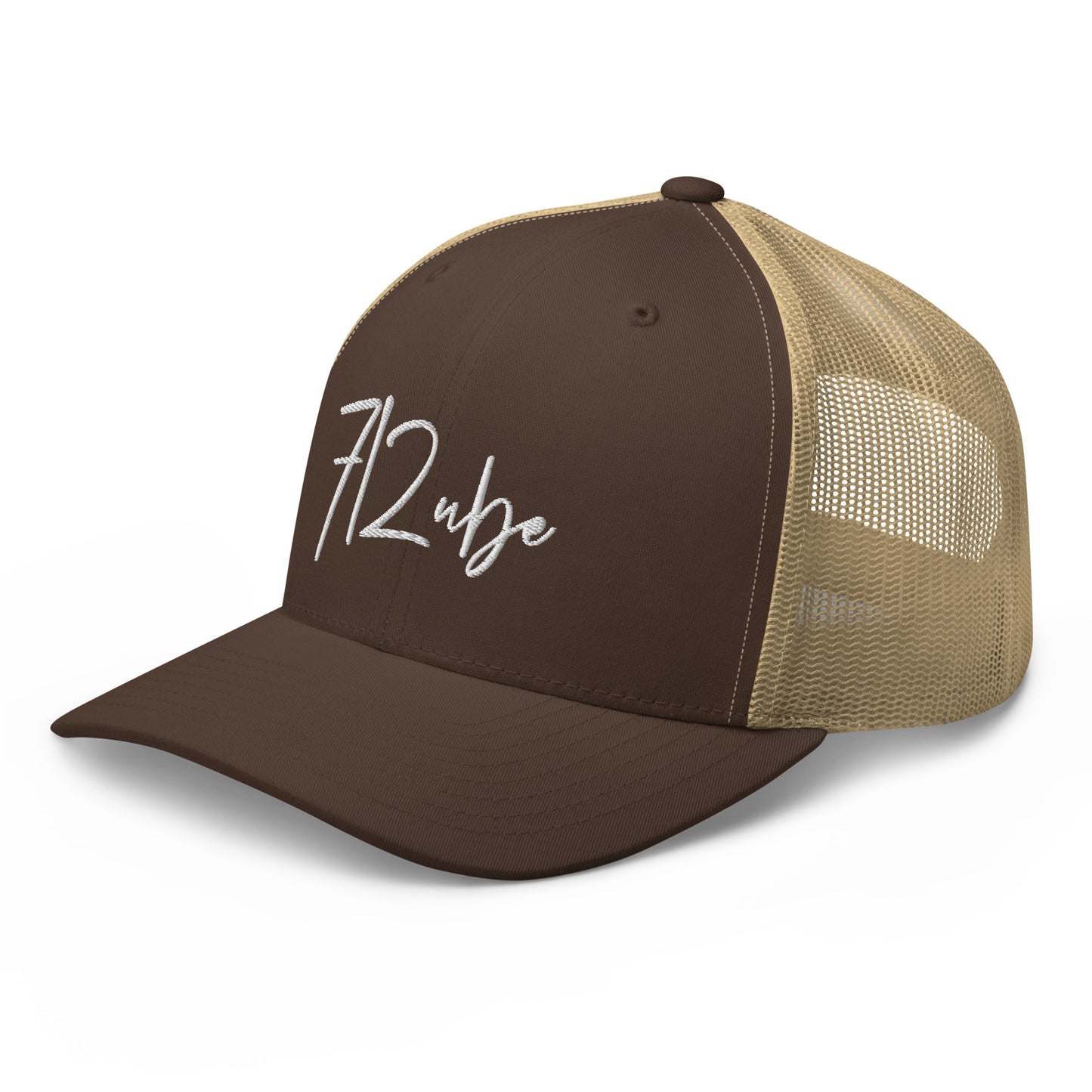 712ube Signature Series Embroidered Trucker Cap (White Logo)