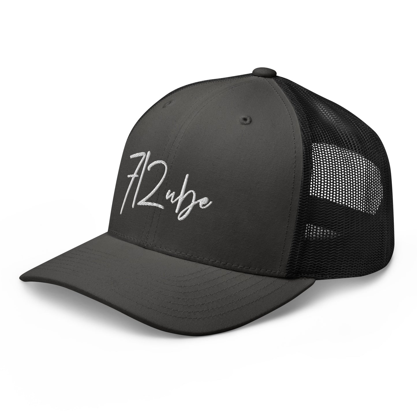 712ube Signature Series Embroidered Trucker Cap (White Logo)