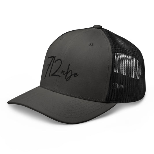 712ube Signature Series Embroidered Trucker Cap (Black Logo)