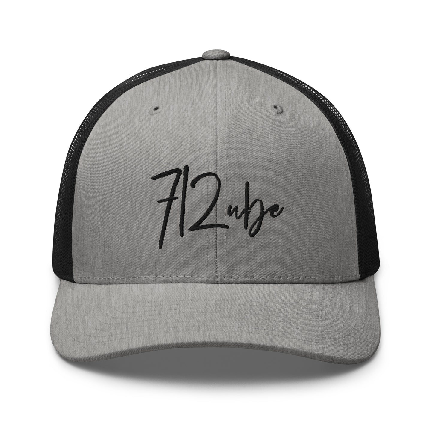 712ube Signature Series Embroidered Trucker Cap (Black Logo)