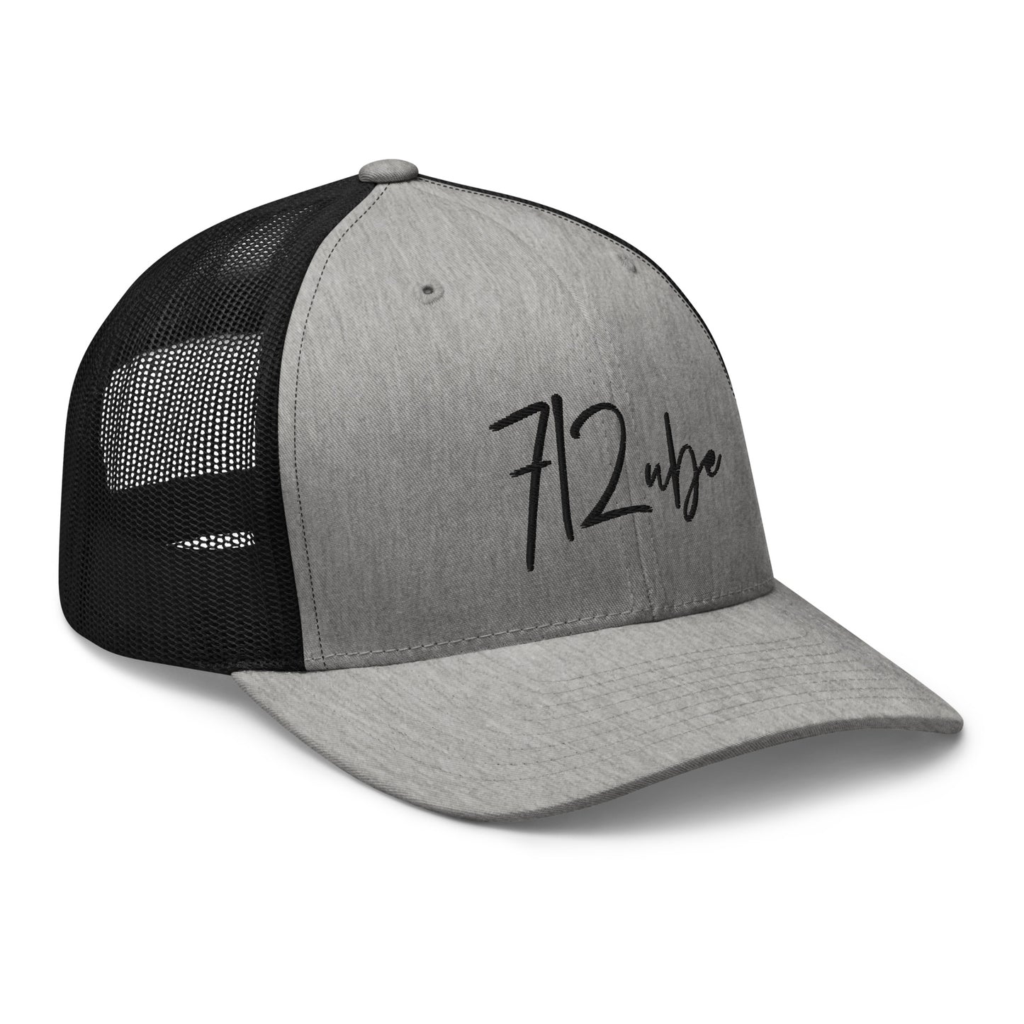 712ube Signature Series Embroidered Trucker Cap (Black Logo)