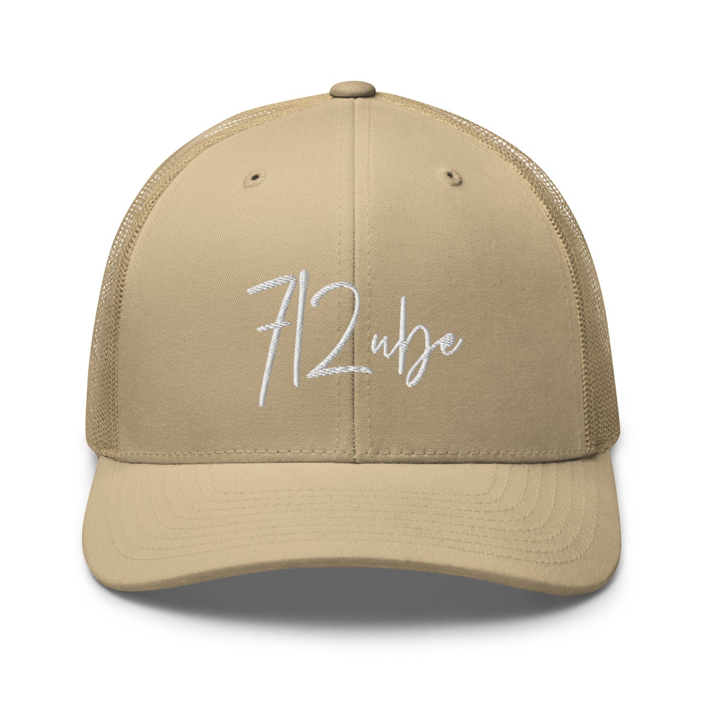 712ube Signature Series Embroidered Trucker Cap (White Logo)