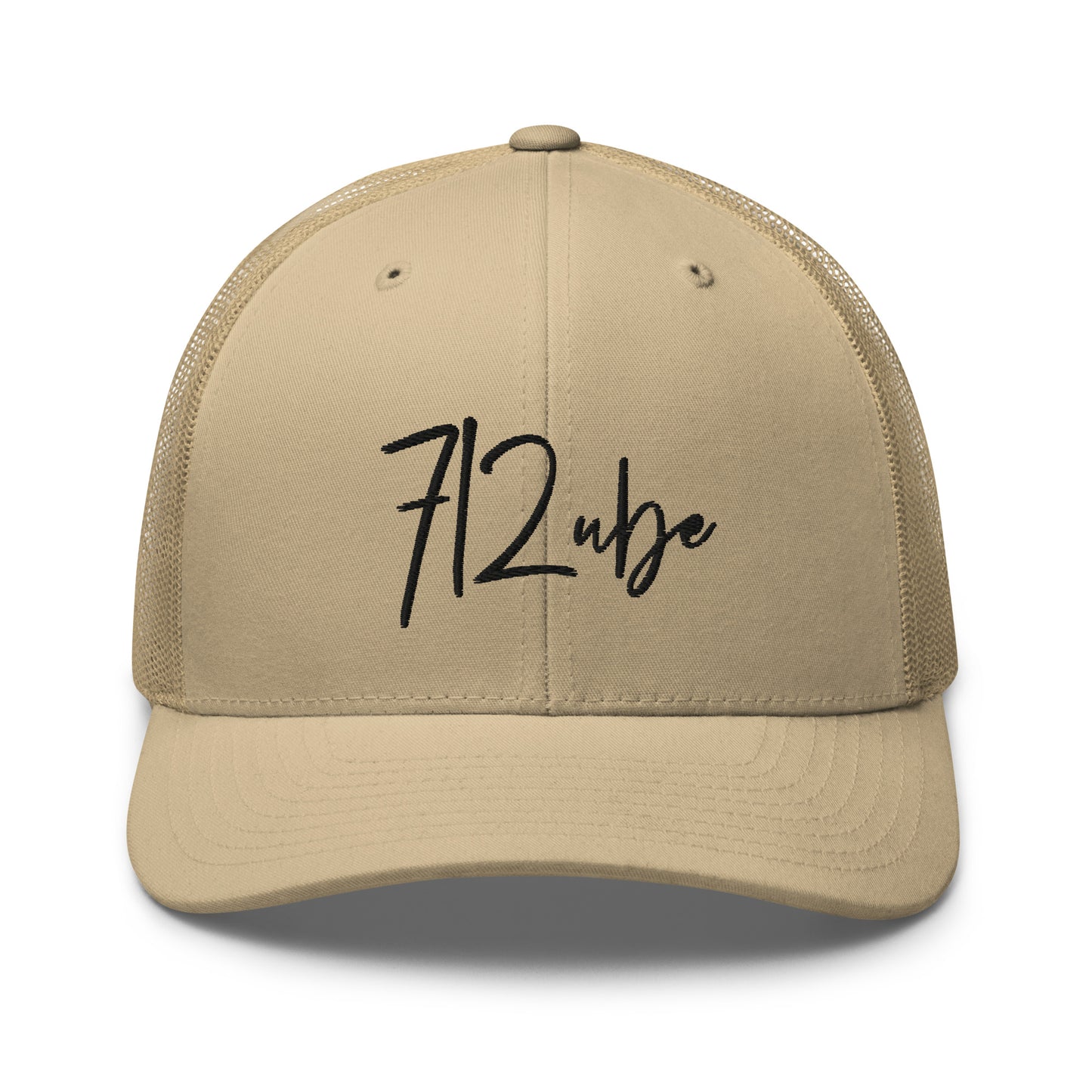 712ube Signature Series Embroidered Trucker Cap (Black Logo)