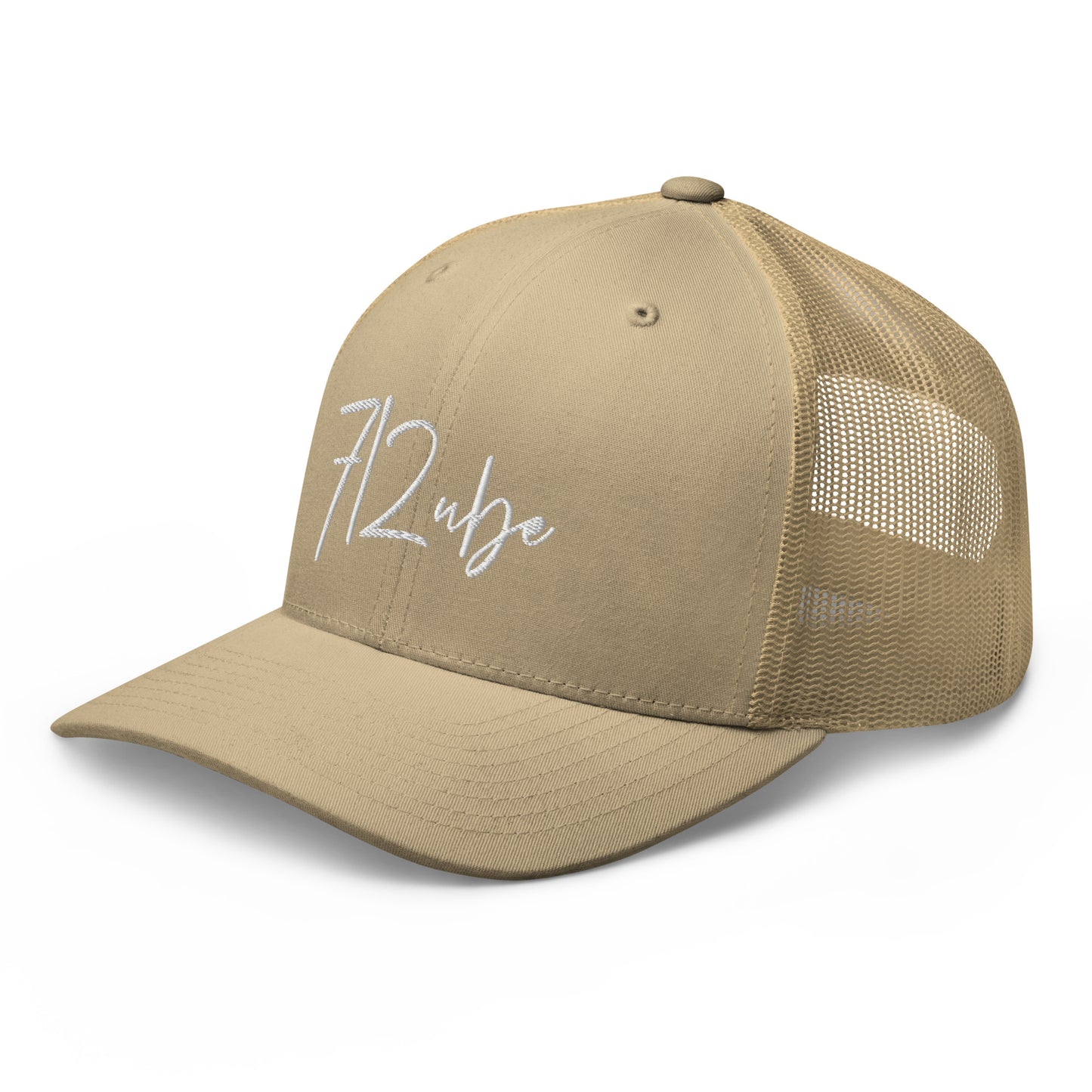 712ube Signature Series Embroidered Trucker Cap (White Logo)