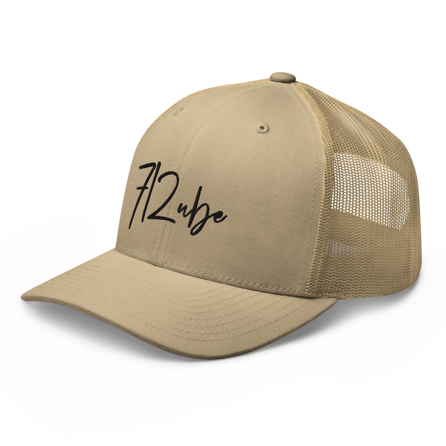 712ube Signature Series Embroidered Trucker Cap (Black Logo)