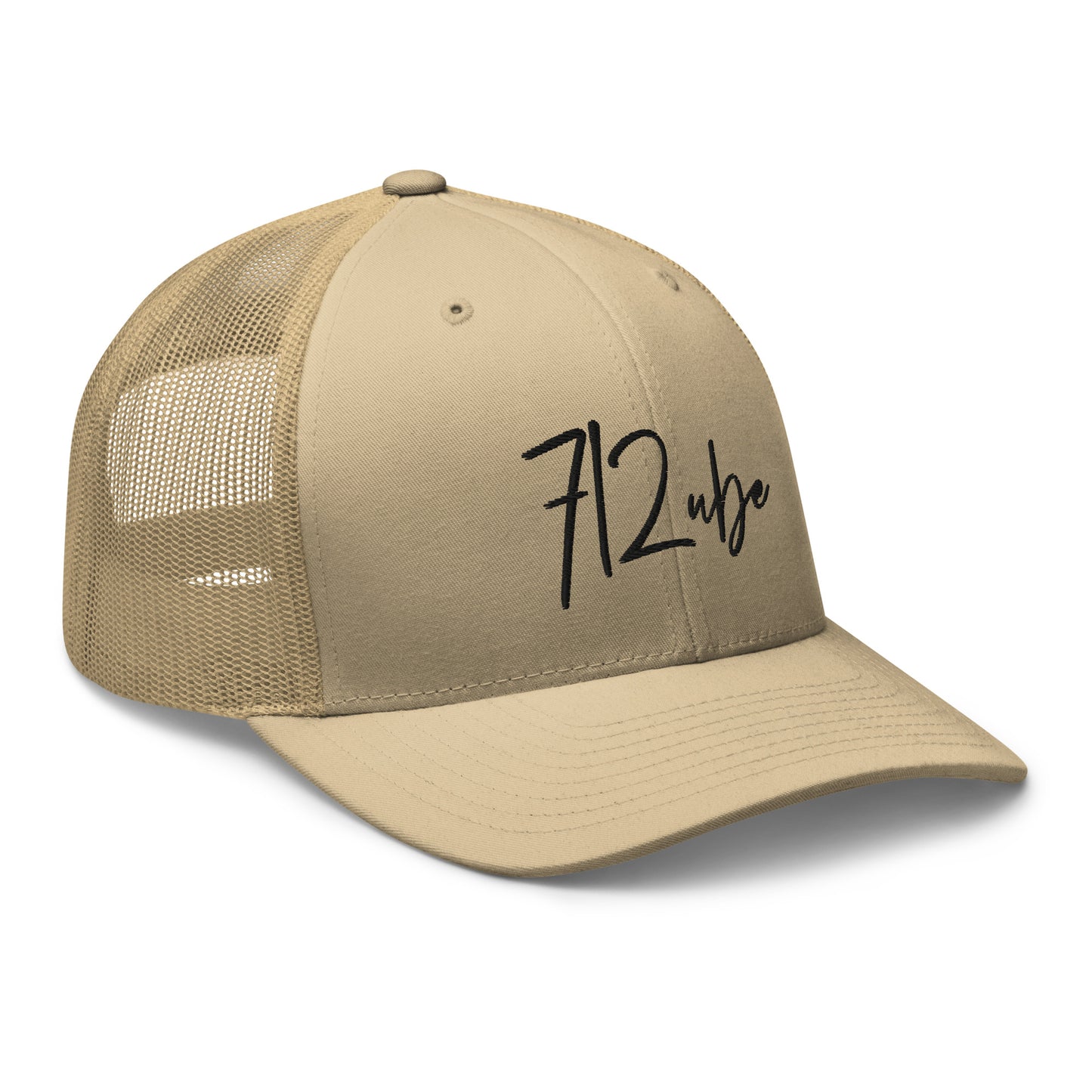 712ube Signature Series Embroidered Trucker Cap (Black Logo)