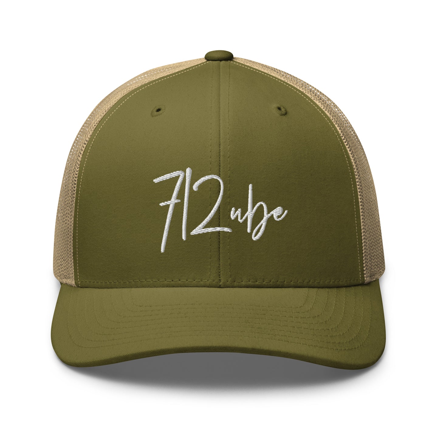 712ube Signature Series Embroidered Trucker Cap (White Logo)