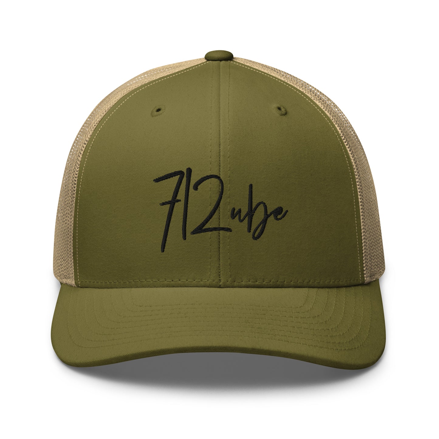 712ube Signature Series Embroidered Trucker Cap (Black Logo)