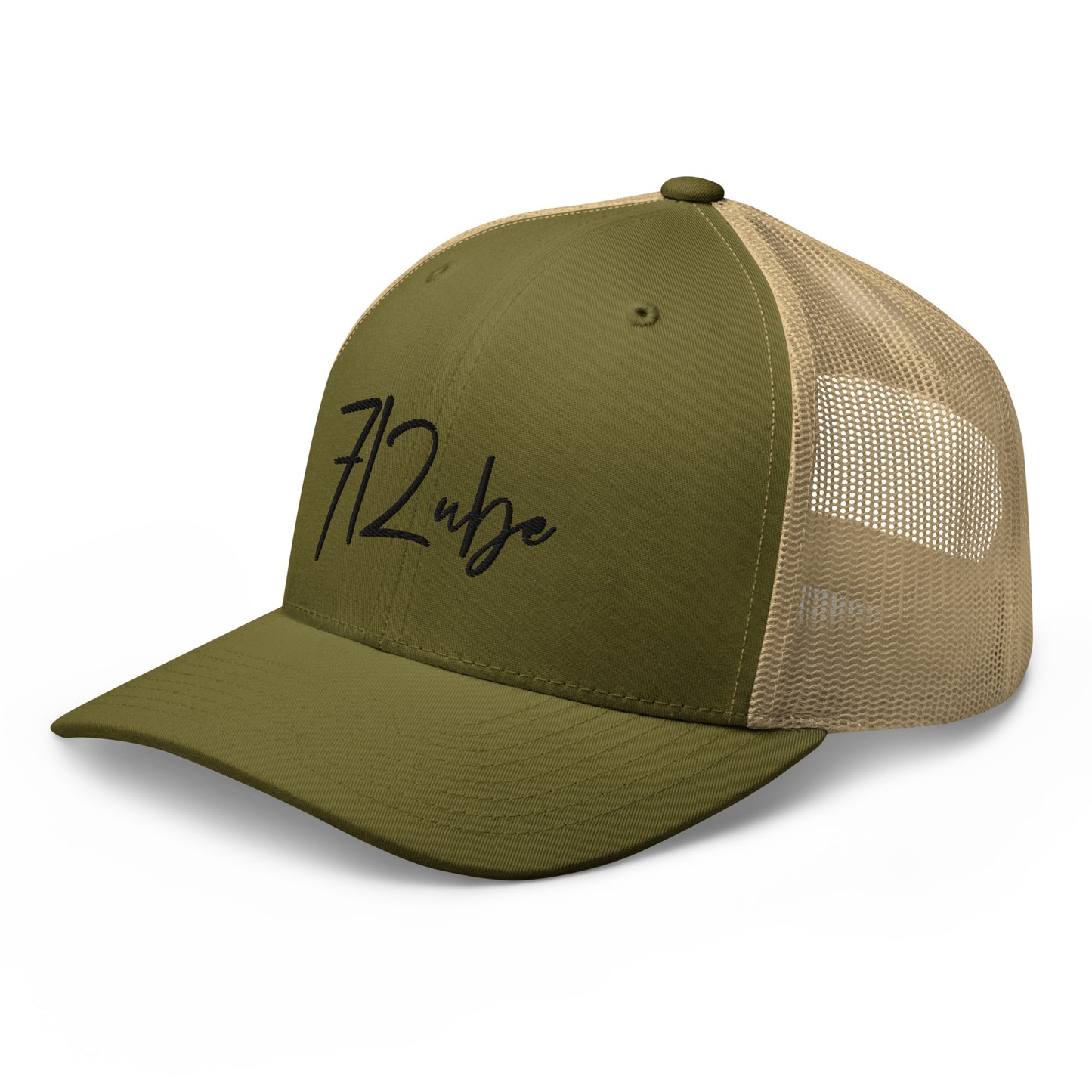 712ube Signature Series Embroidered Trucker Cap (Black Logo)