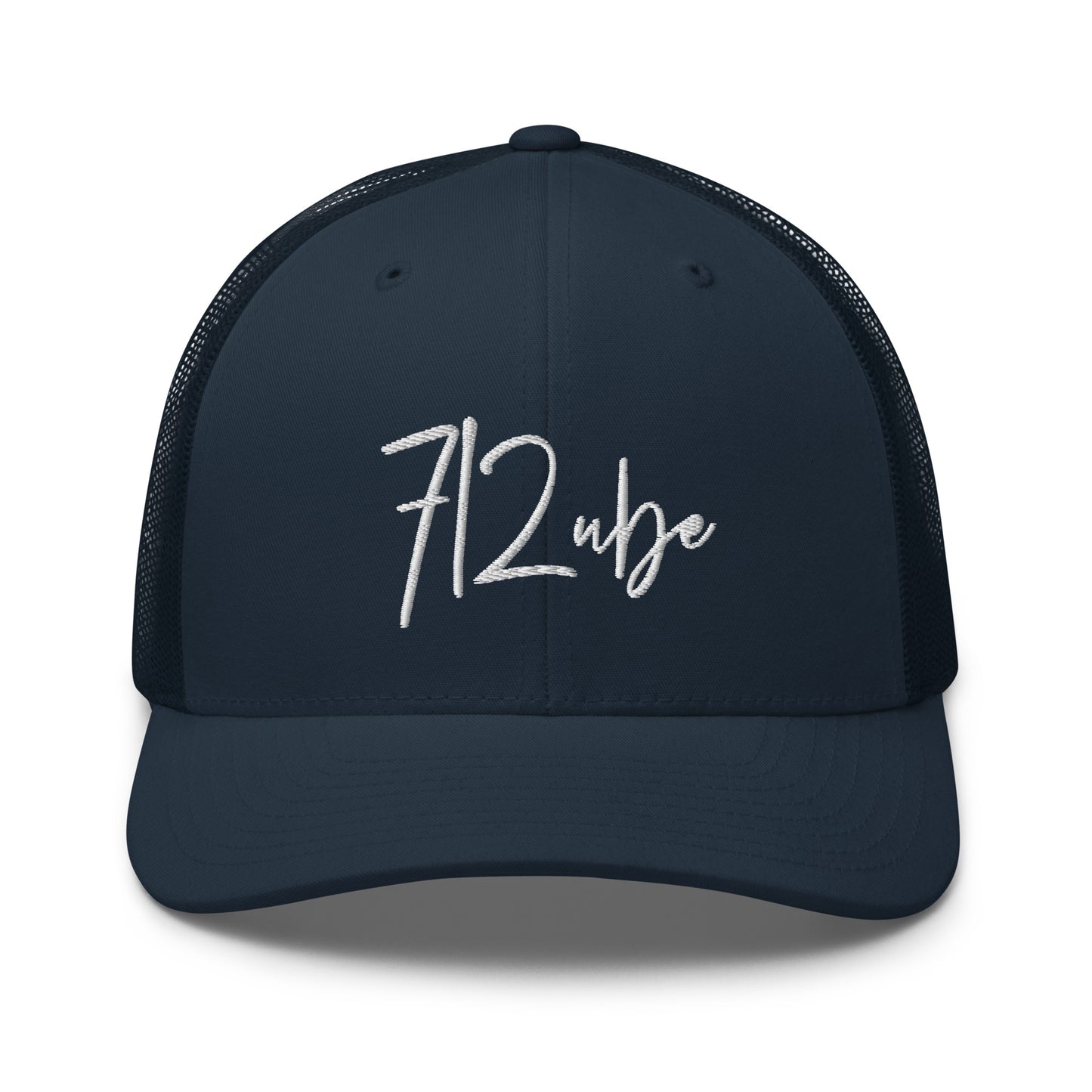 712ube Signature Series Embroidered Trucker Cap (White Logo)