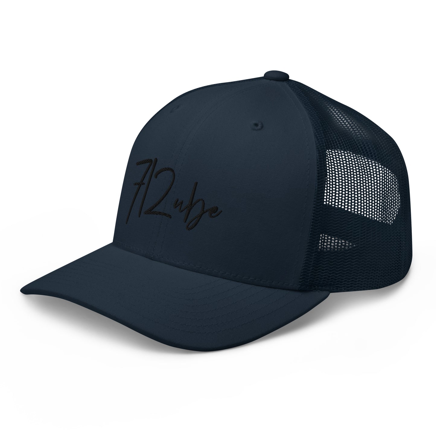 712ube Signature Series Embroidered Trucker Cap (Black Logo)