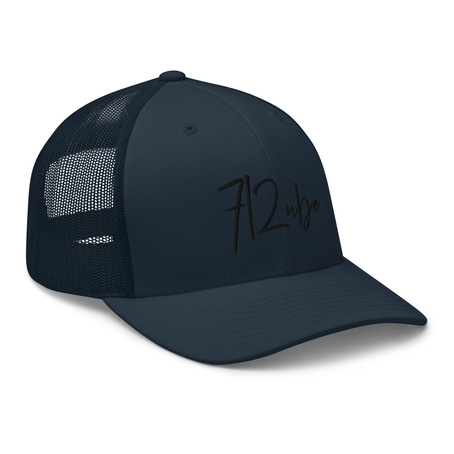 712ube Signature Series Embroidered Trucker Cap (Black Logo)