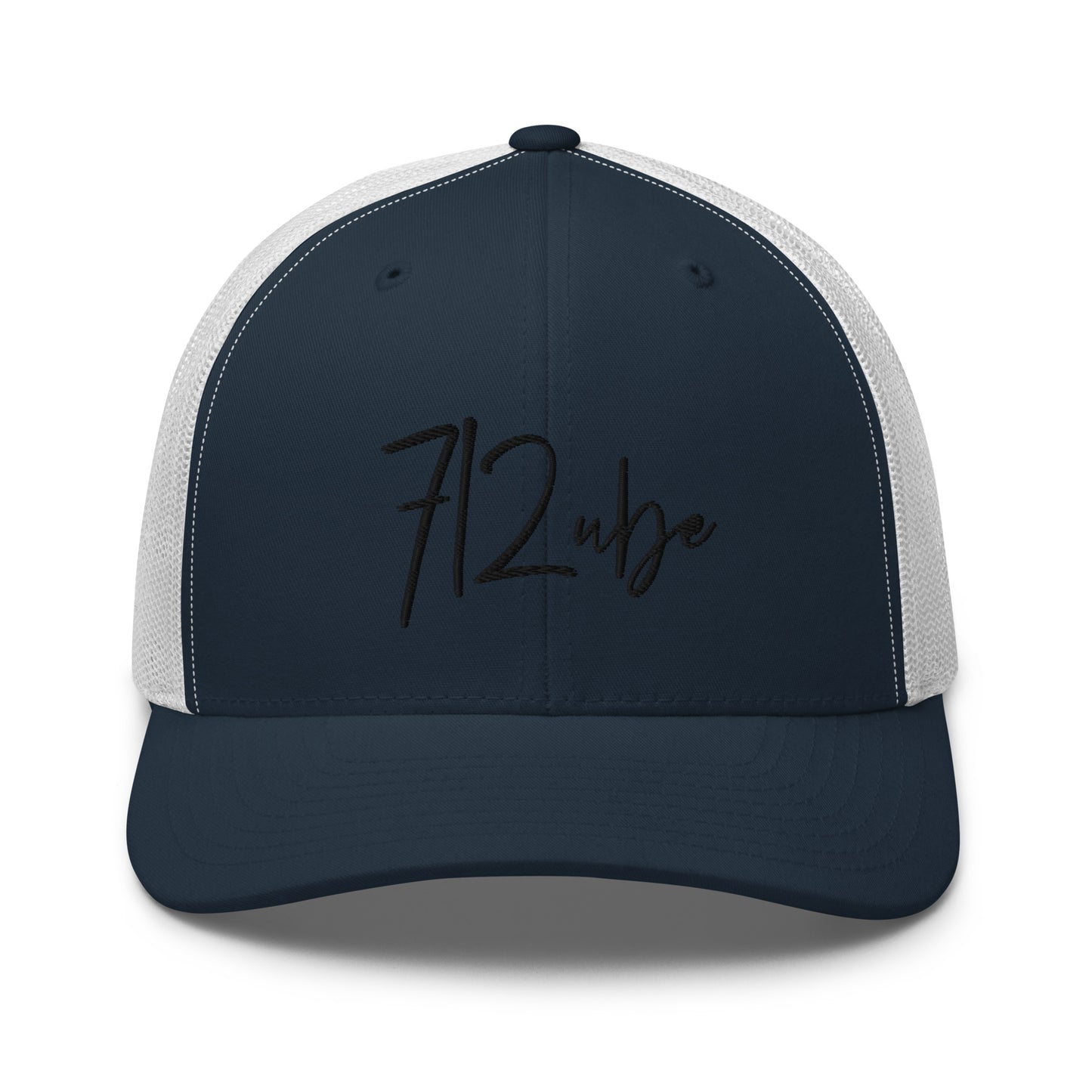 712ube Signature Series Embroidered Trucker Cap (Black Logo)