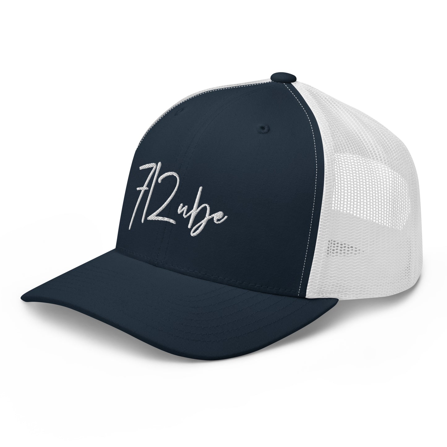 712ube Signature Series Embroidered Trucker Cap (White Logo)