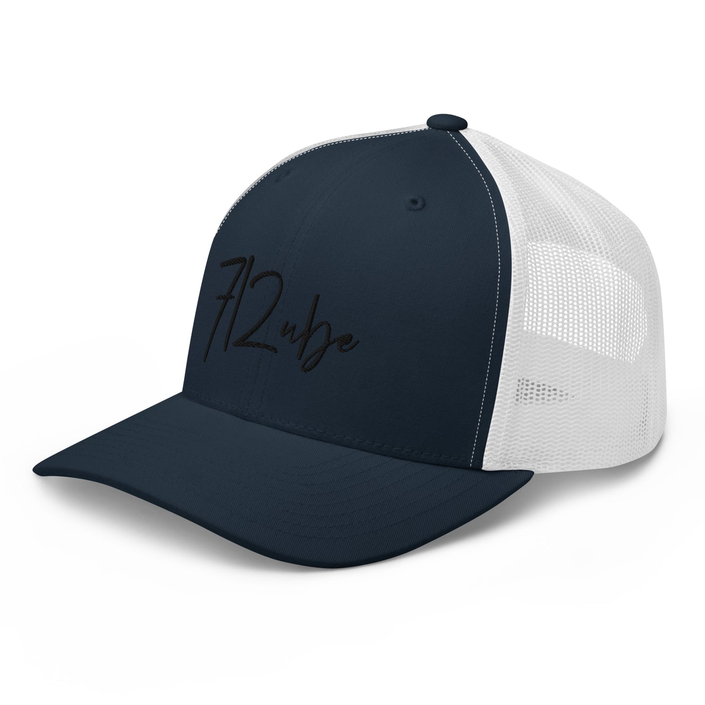 712ube Signature Series Embroidered Trucker Cap (Black Logo)