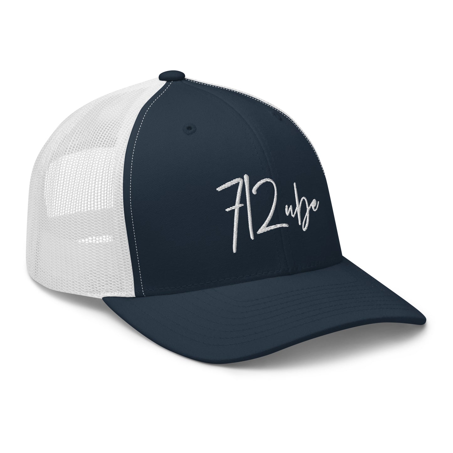 712ube Signature Series Embroidered Trucker Cap (White Logo)