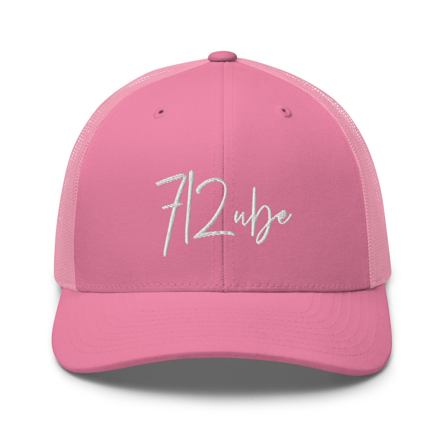 712ube Signature Series Embroidered Trucker Cap (White Logo)