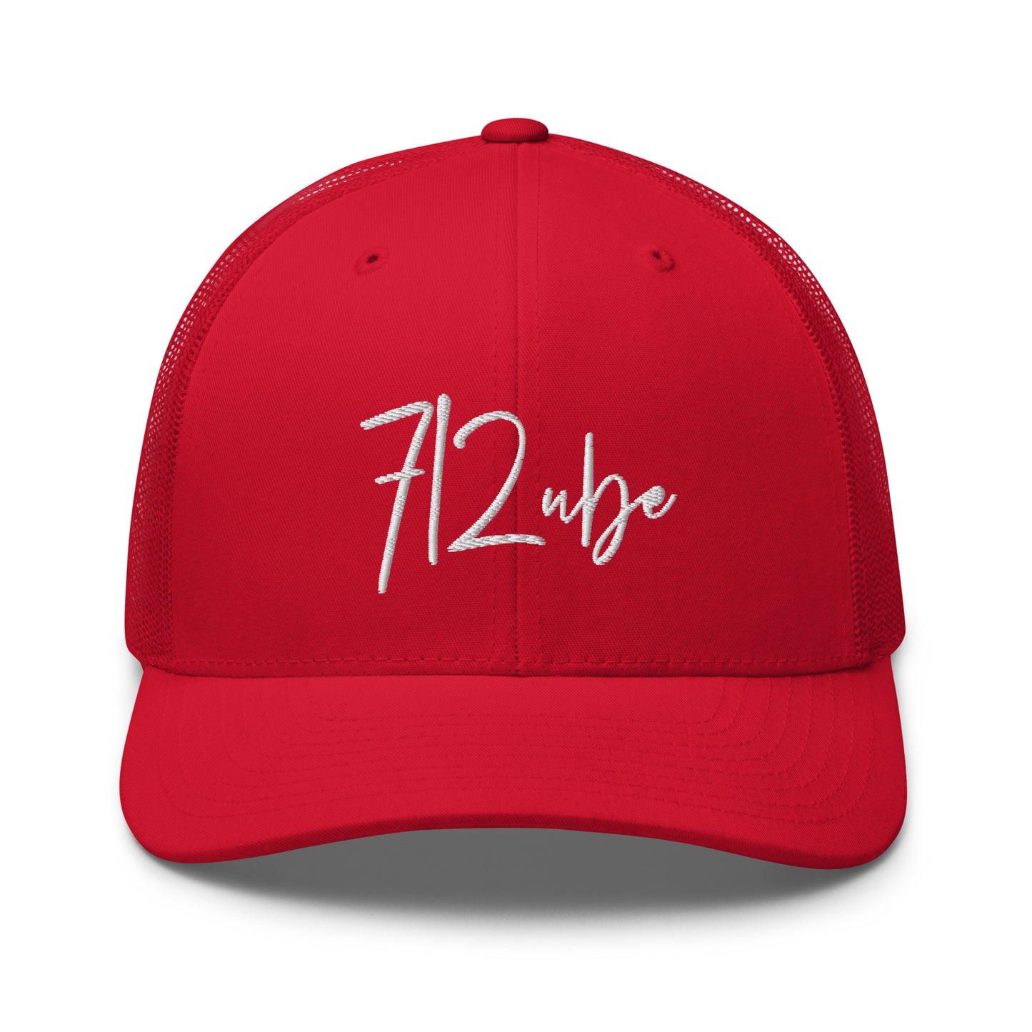 712ube Signature Series Embroidered Trucker Cap (White Logo)