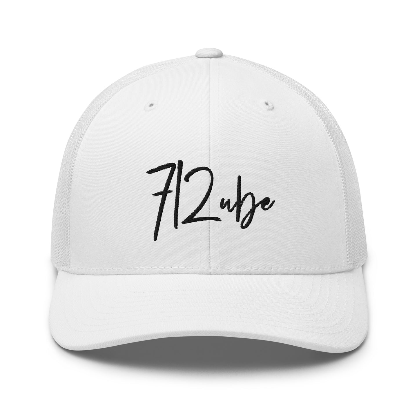 712ube Signature Series Embroidered Trucker Cap (Black Logo)