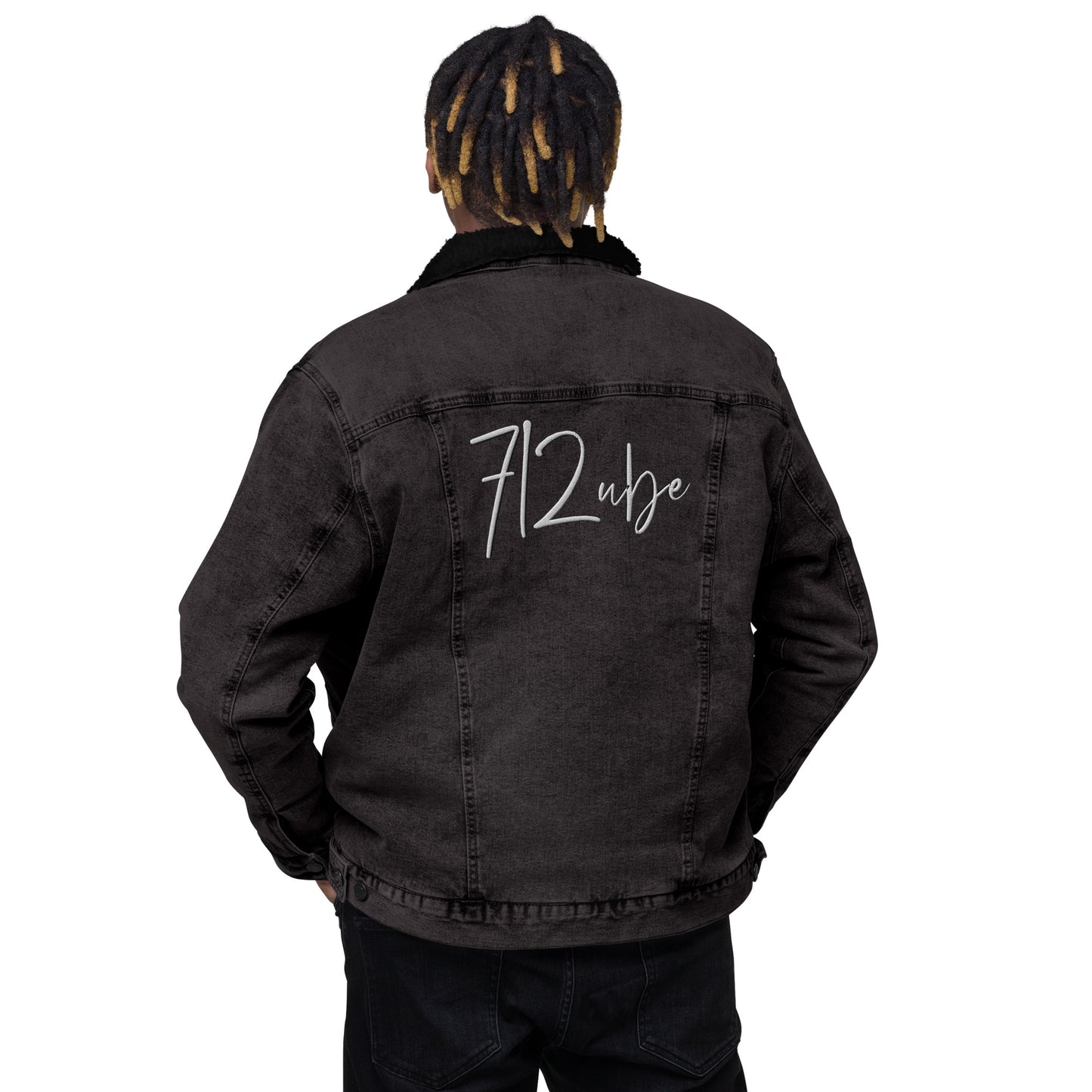 712ube Signature Series Embroidered Unisex Denim Sherpa Jacket