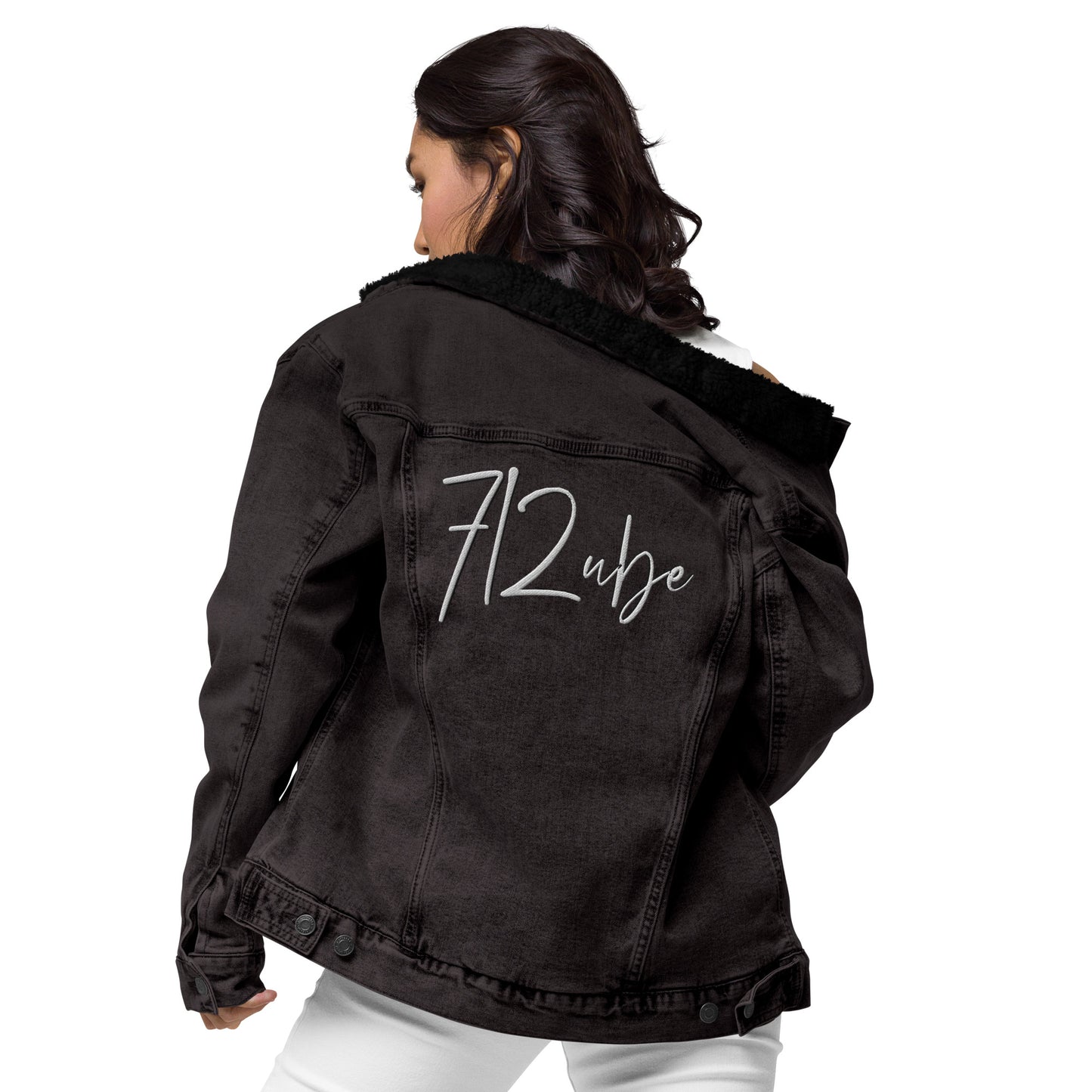 712ube Signature Series Embroidered Unisex Denim Sherpa Jacket