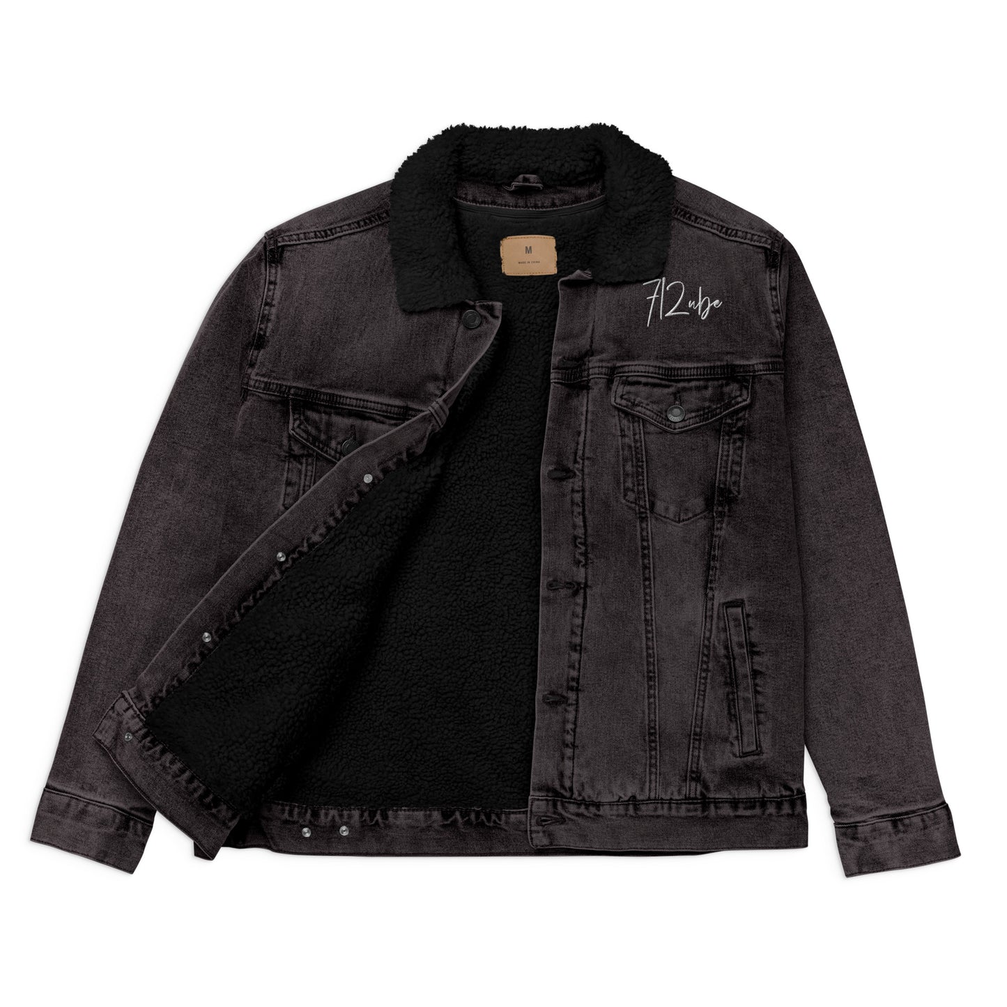 712ube Signature Series Embroidered Unisex Denim Sherpa Jacket