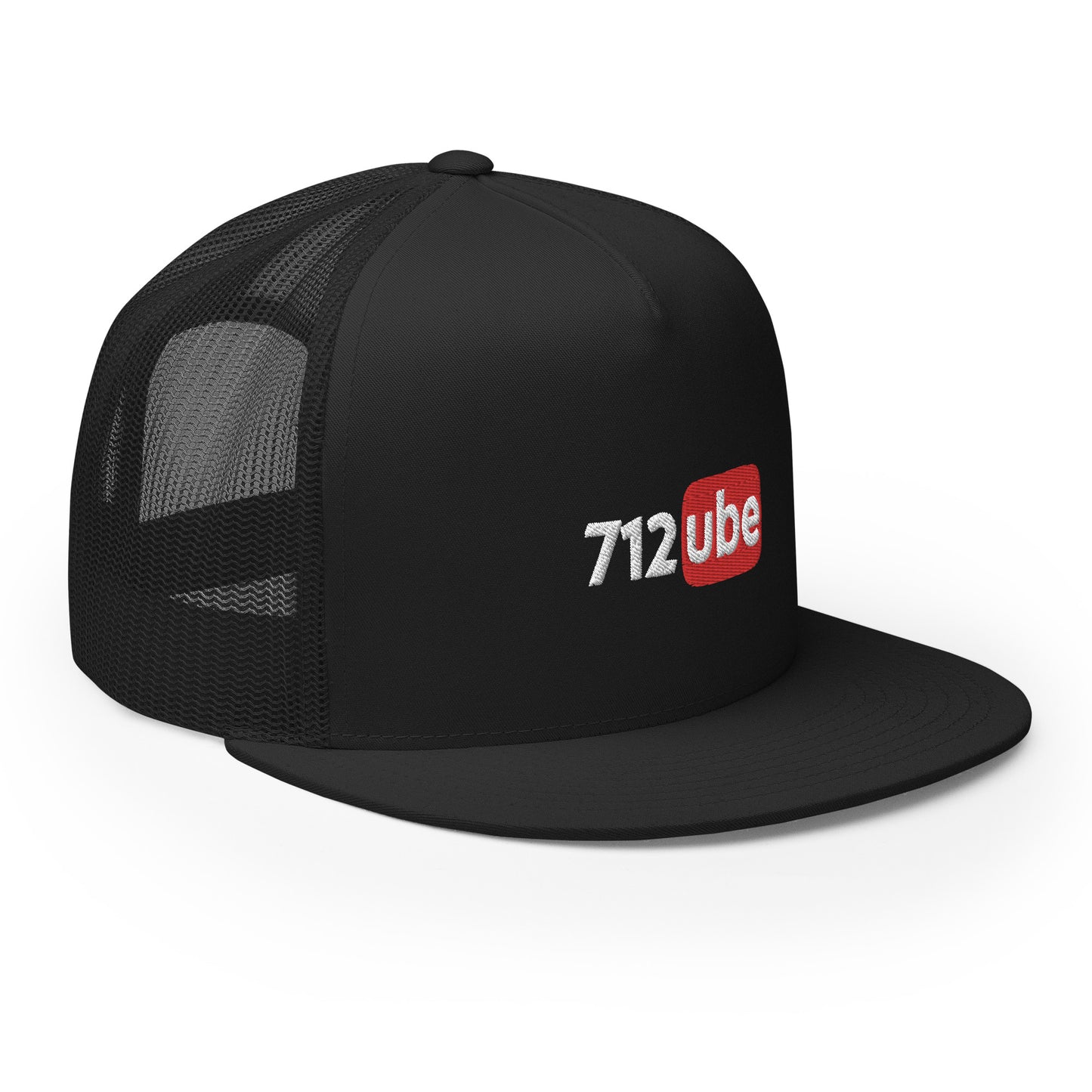 712ube Embroidered Trucker Snapback Cap (White Lettering)