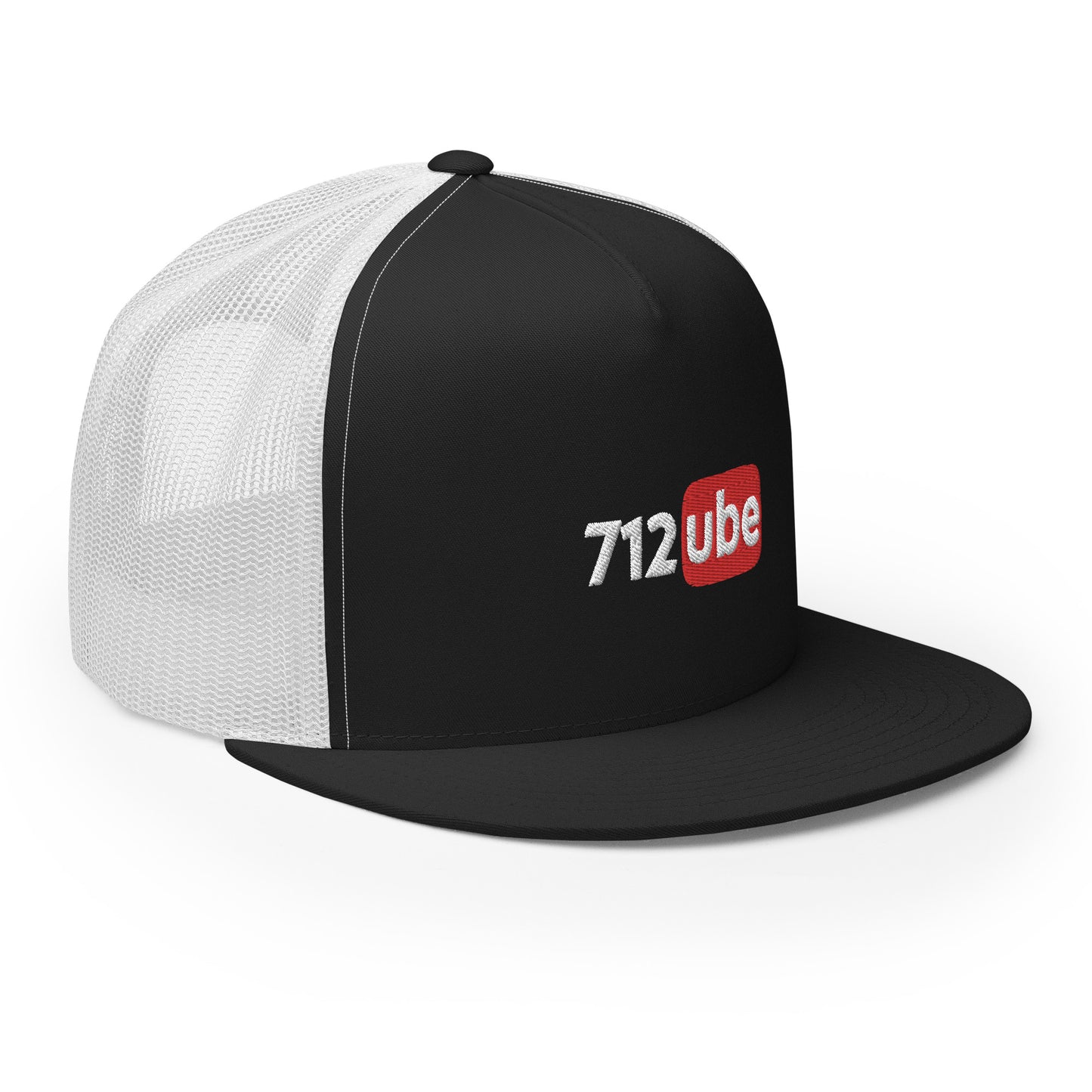 712ube Embroidered Trucker Snapback Cap (White Lettering)