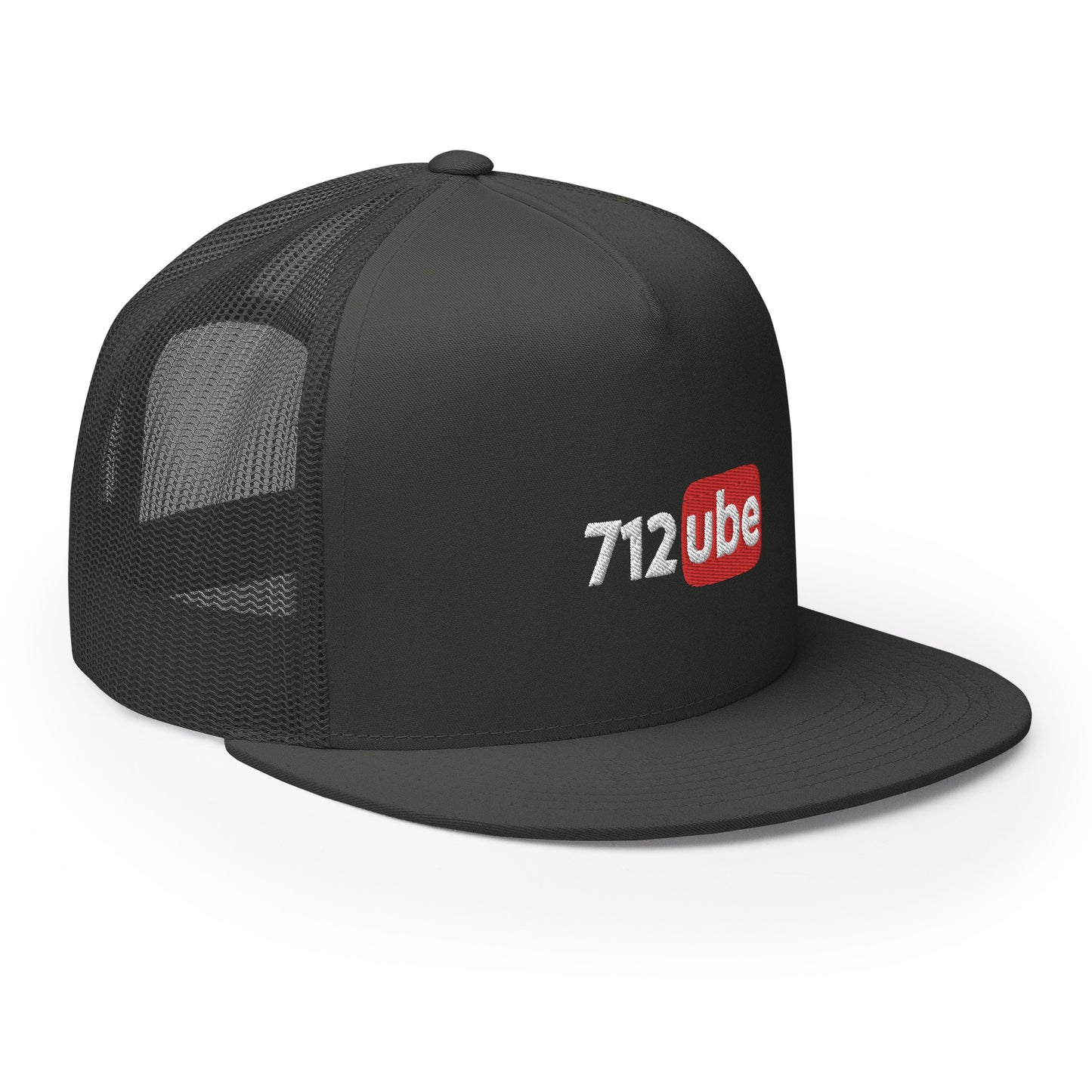 712ube Embroidered Trucker Snapback Cap (White Lettering)