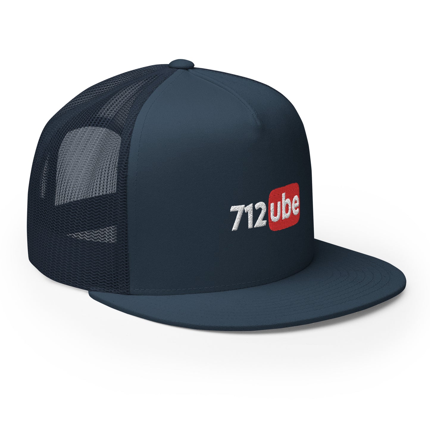 712ube Embroidered Trucker Snapback Cap (White Lettering)