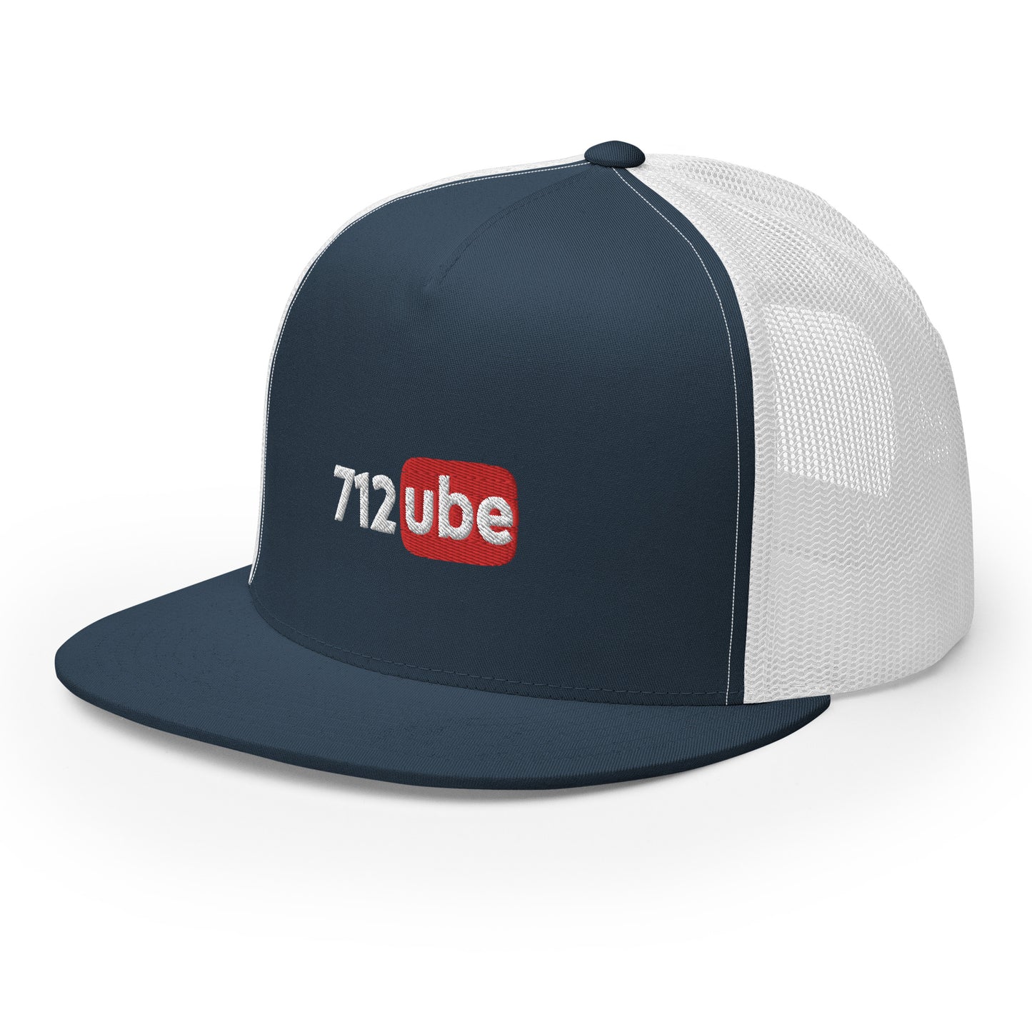 712ube Embroidered Trucker Snapback Cap (White Lettering)