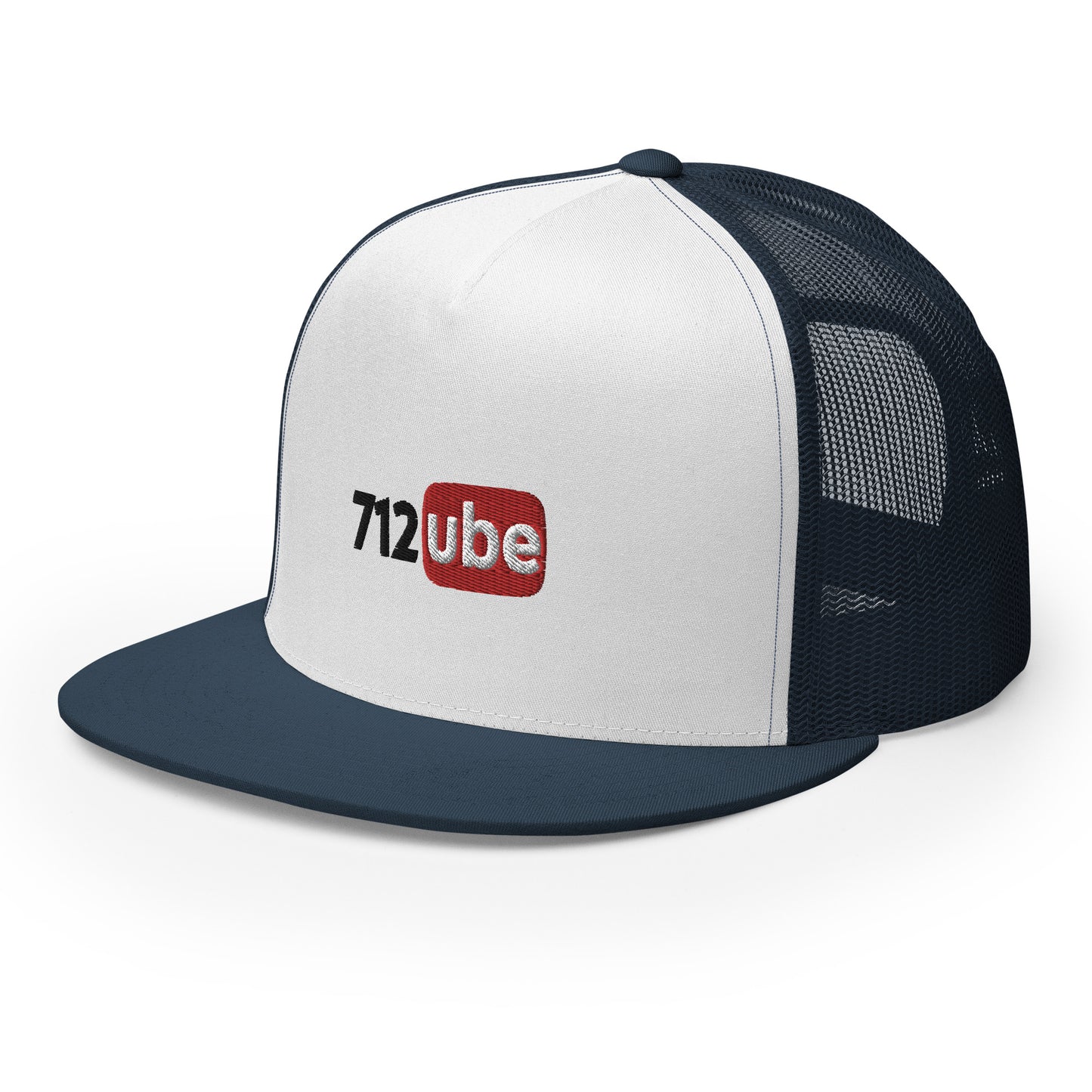 712ube Embroidered Trucker Snapback Cap (Black Lettering)