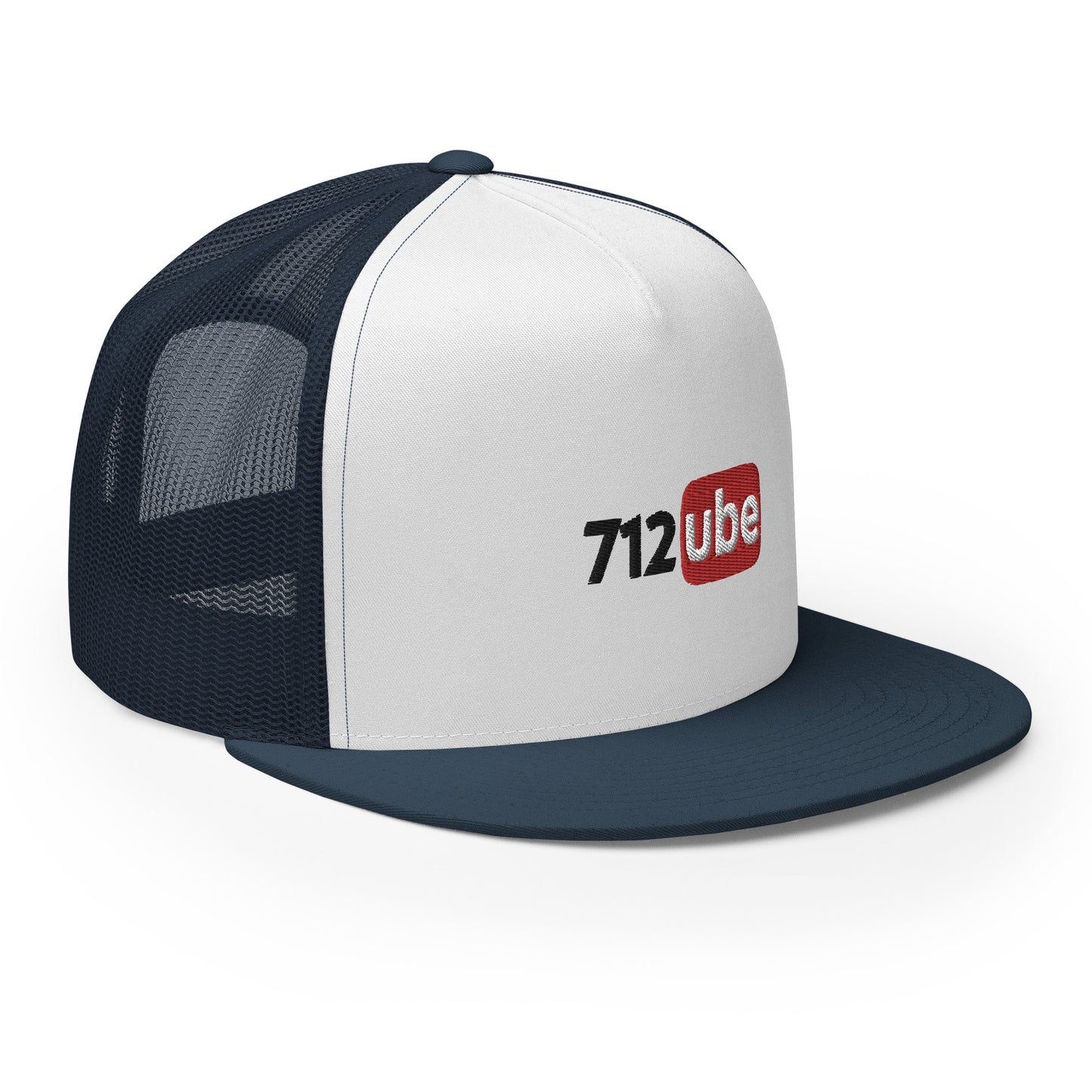 712ube Embroidered Trucker Snapback Cap (Black Lettering)