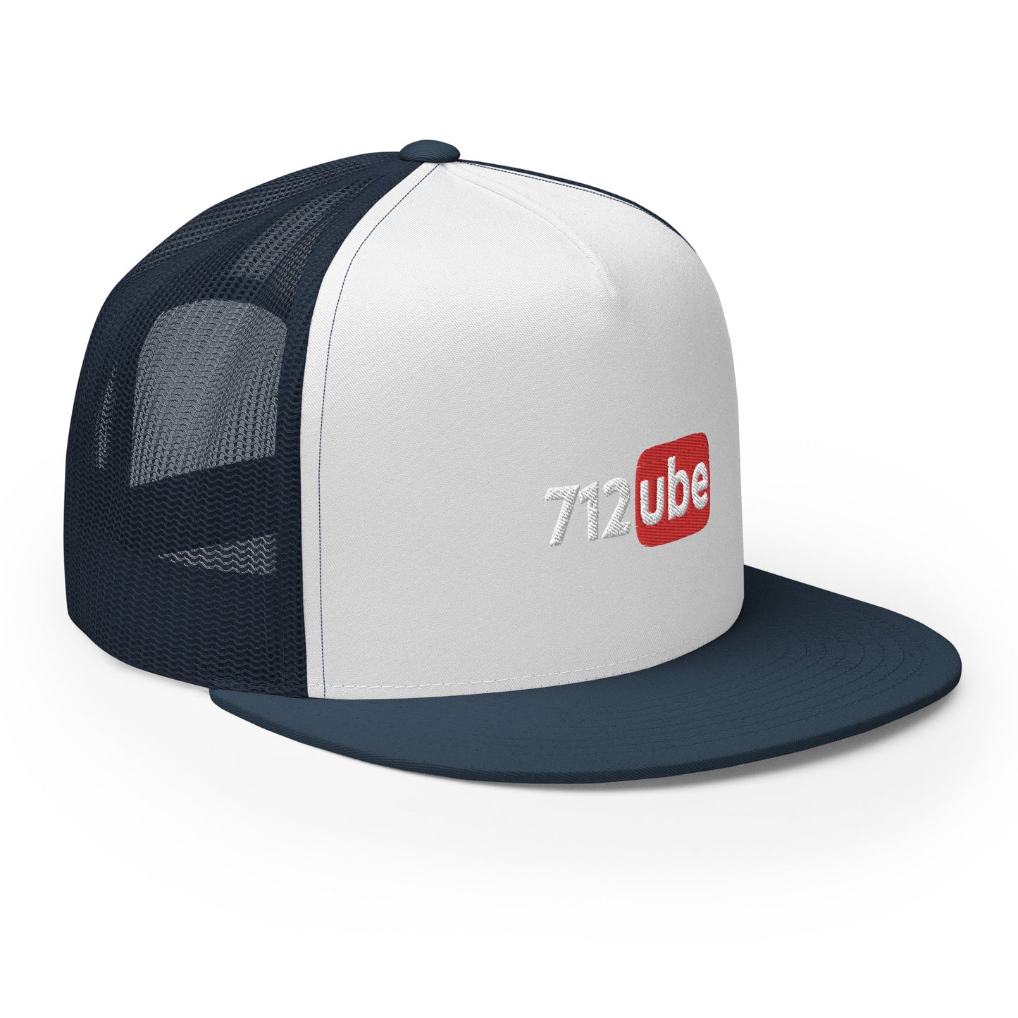 712ube Embroidered Trucker Snapback Cap (White Lettering)