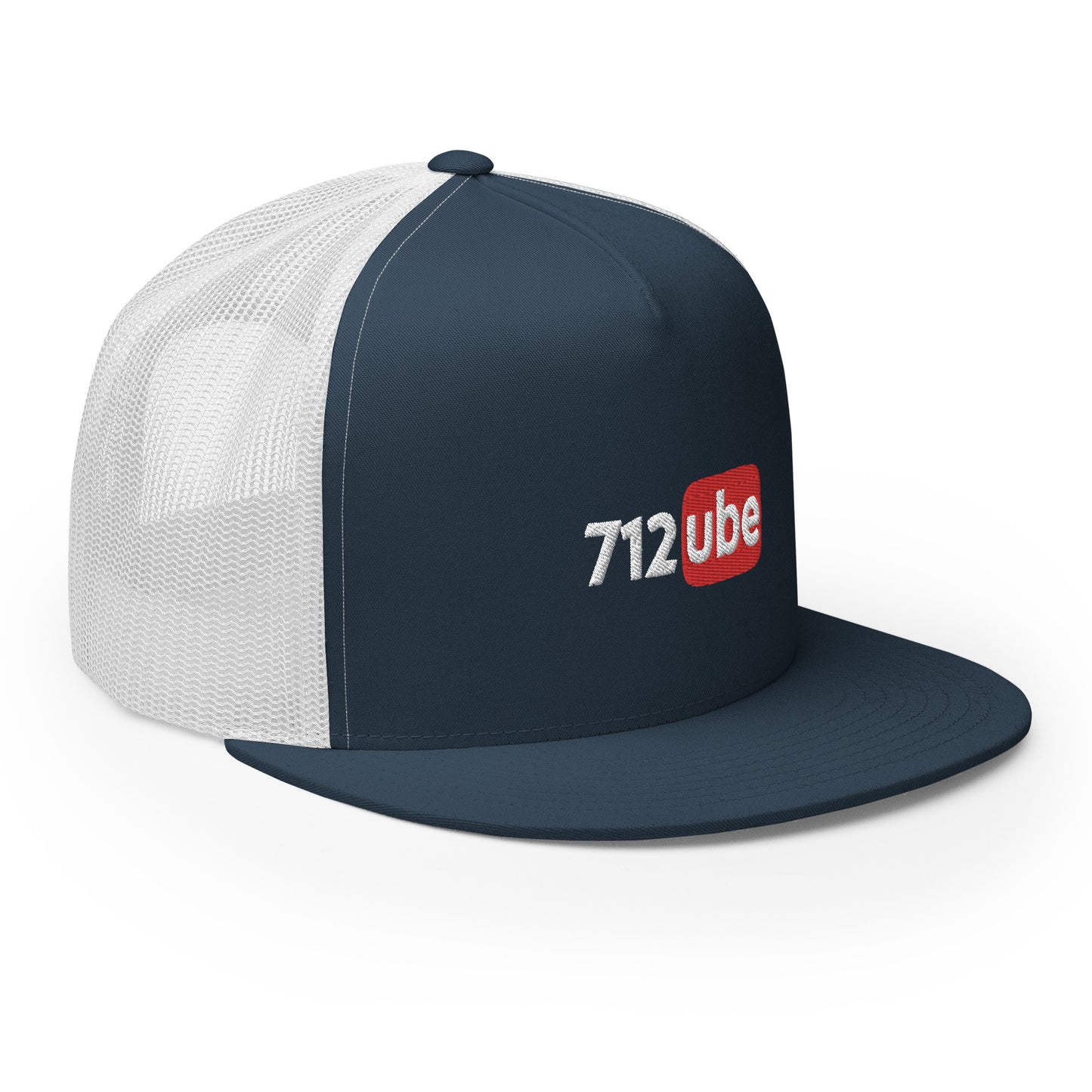 712ube Embroidered Trucker Snapback Cap (White Lettering)