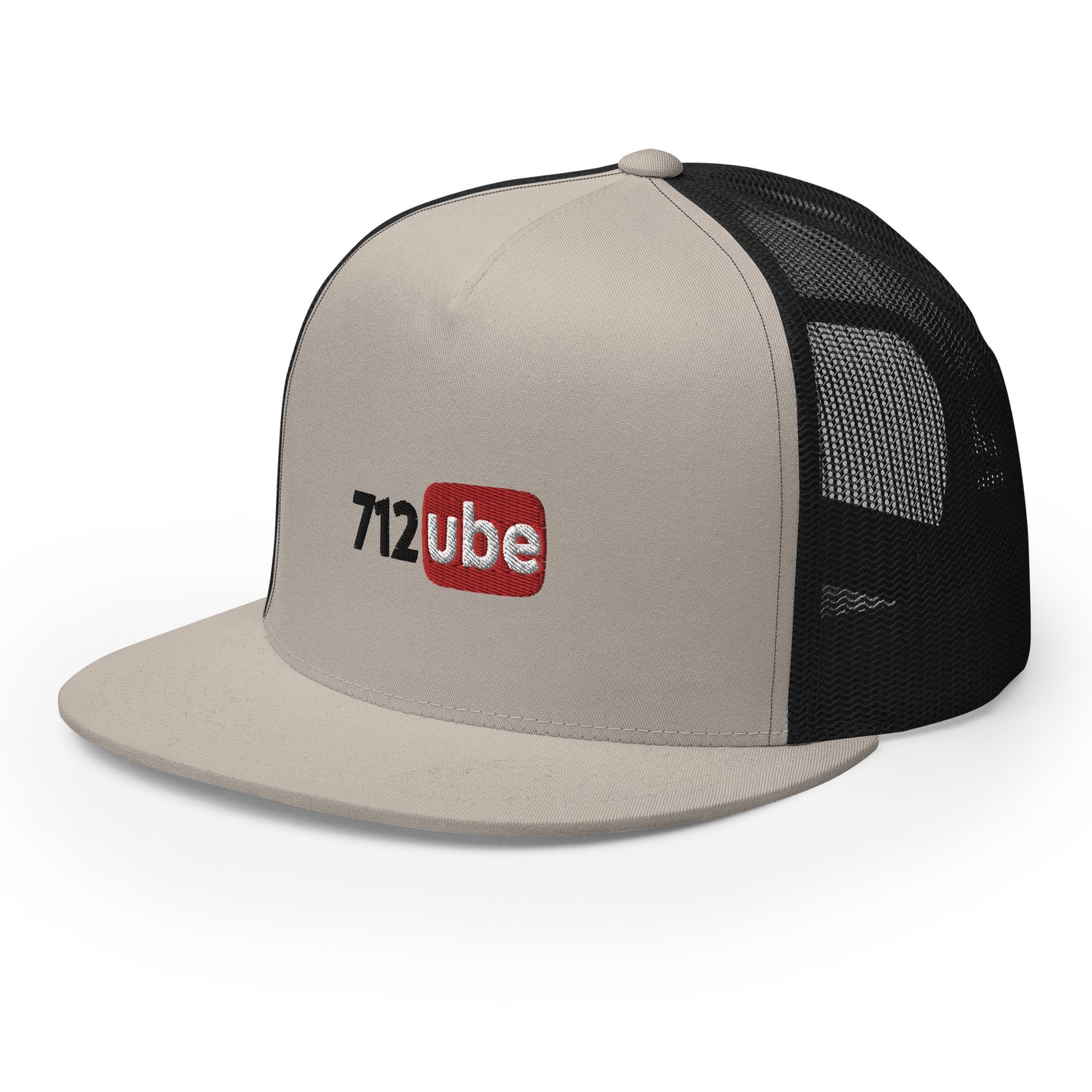 712ube Embroidered Trucker Snapback Cap (Black Lettering)