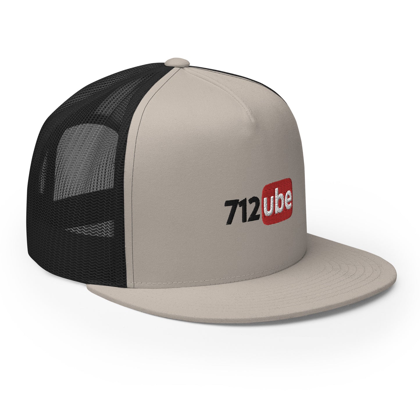 712ube Embroidered Trucker Snapback Cap (Black Lettering)