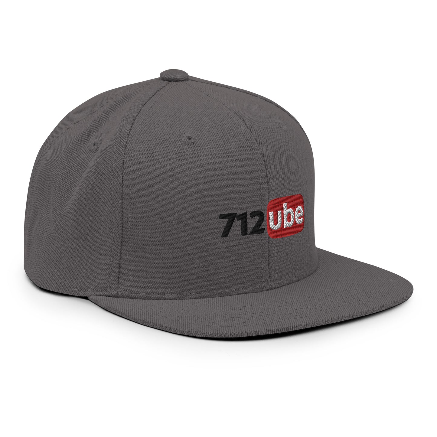 712ube Embroidered Snapback Hat (Black Lettering)