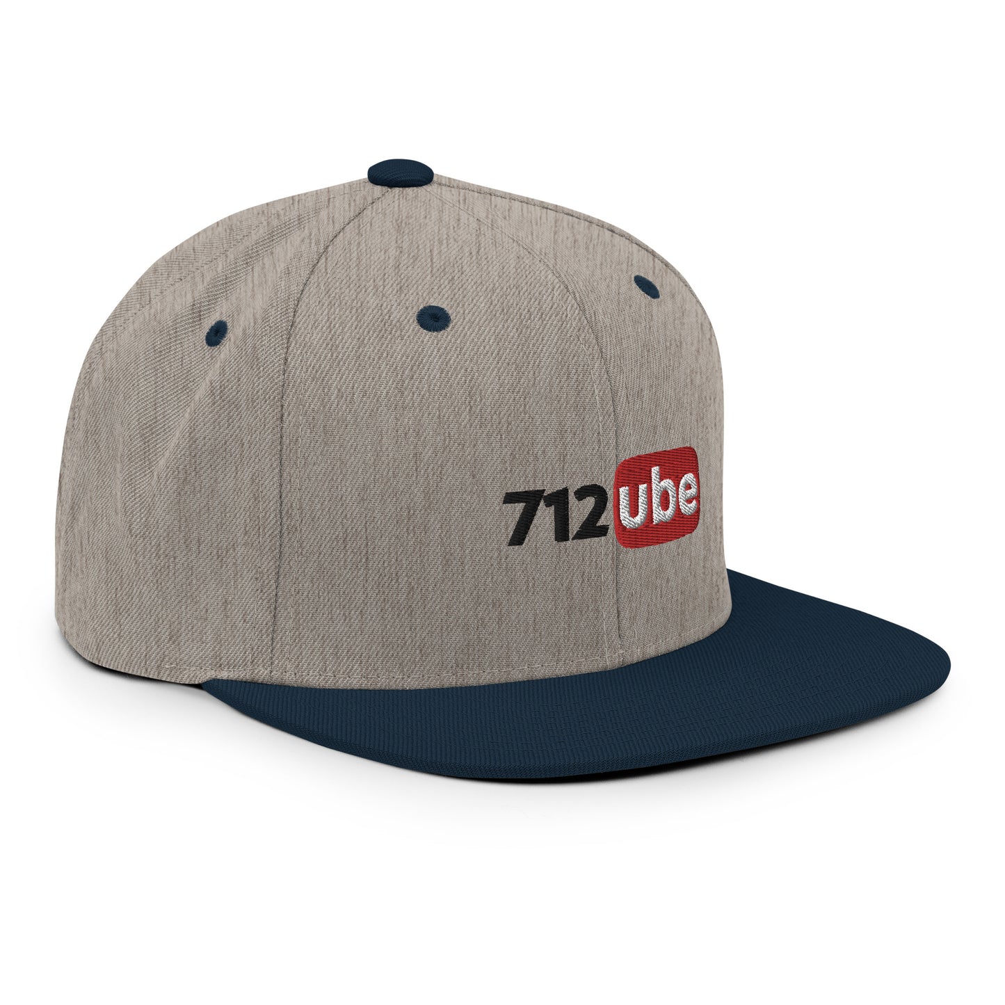 712ube Embroidered Snapback Hat (Black Lettering)