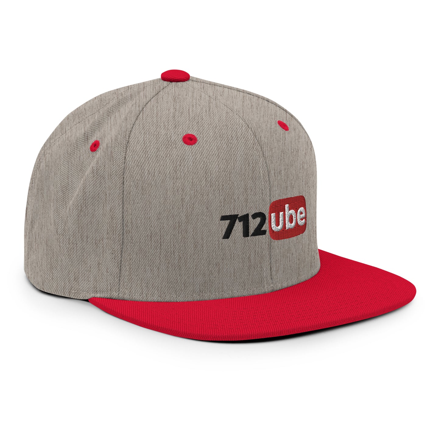 712ube Embroidered Snapback Hat (Black Lettering)