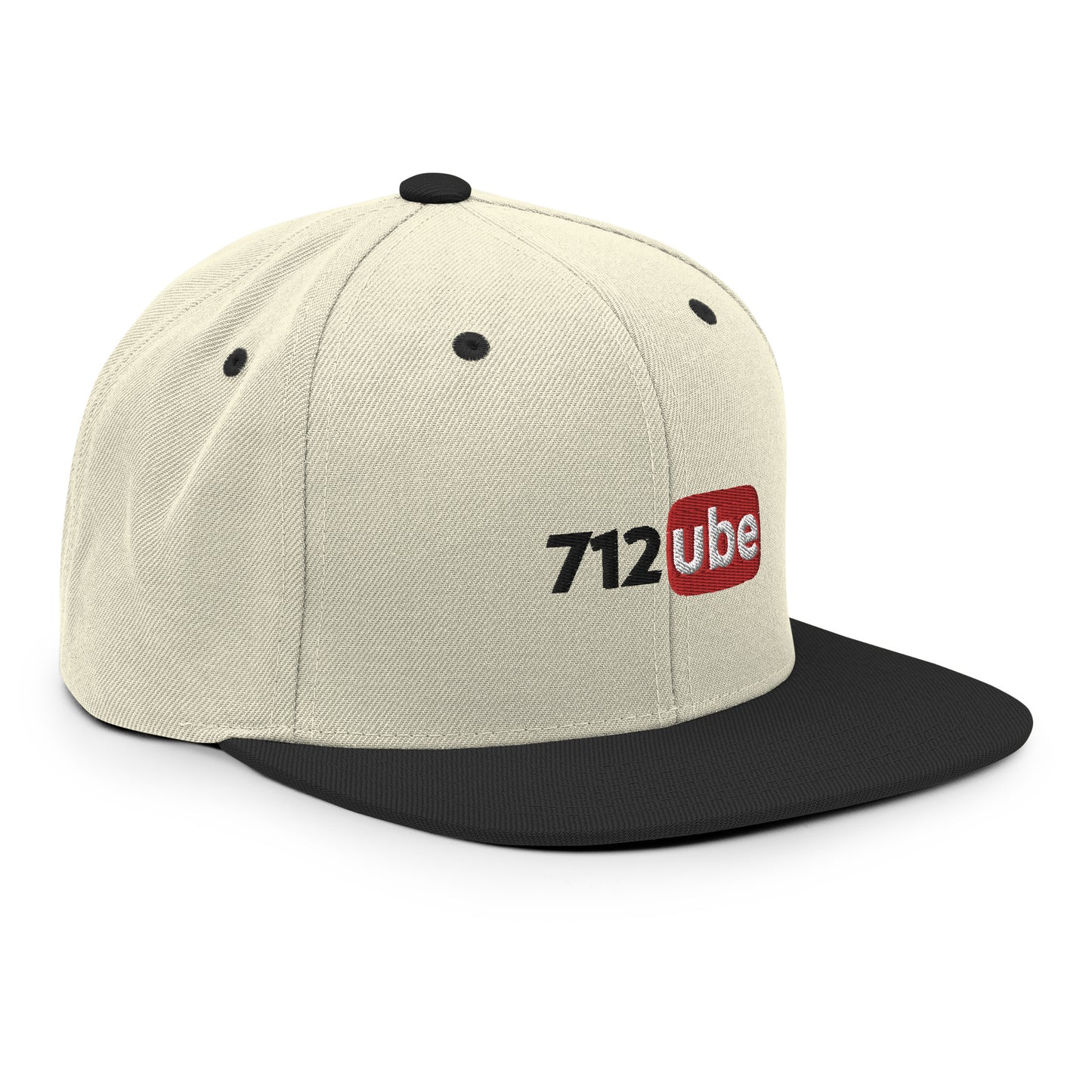 712ube Embroidered Snapback Hat (Black Lettering)