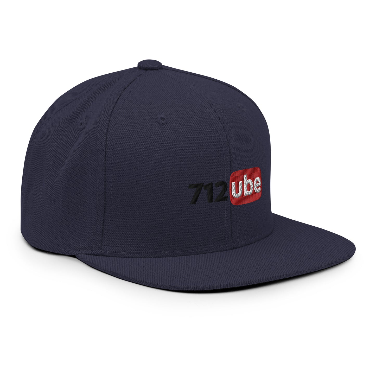 712ube Embroidered Snapback Hat (Black Lettering)