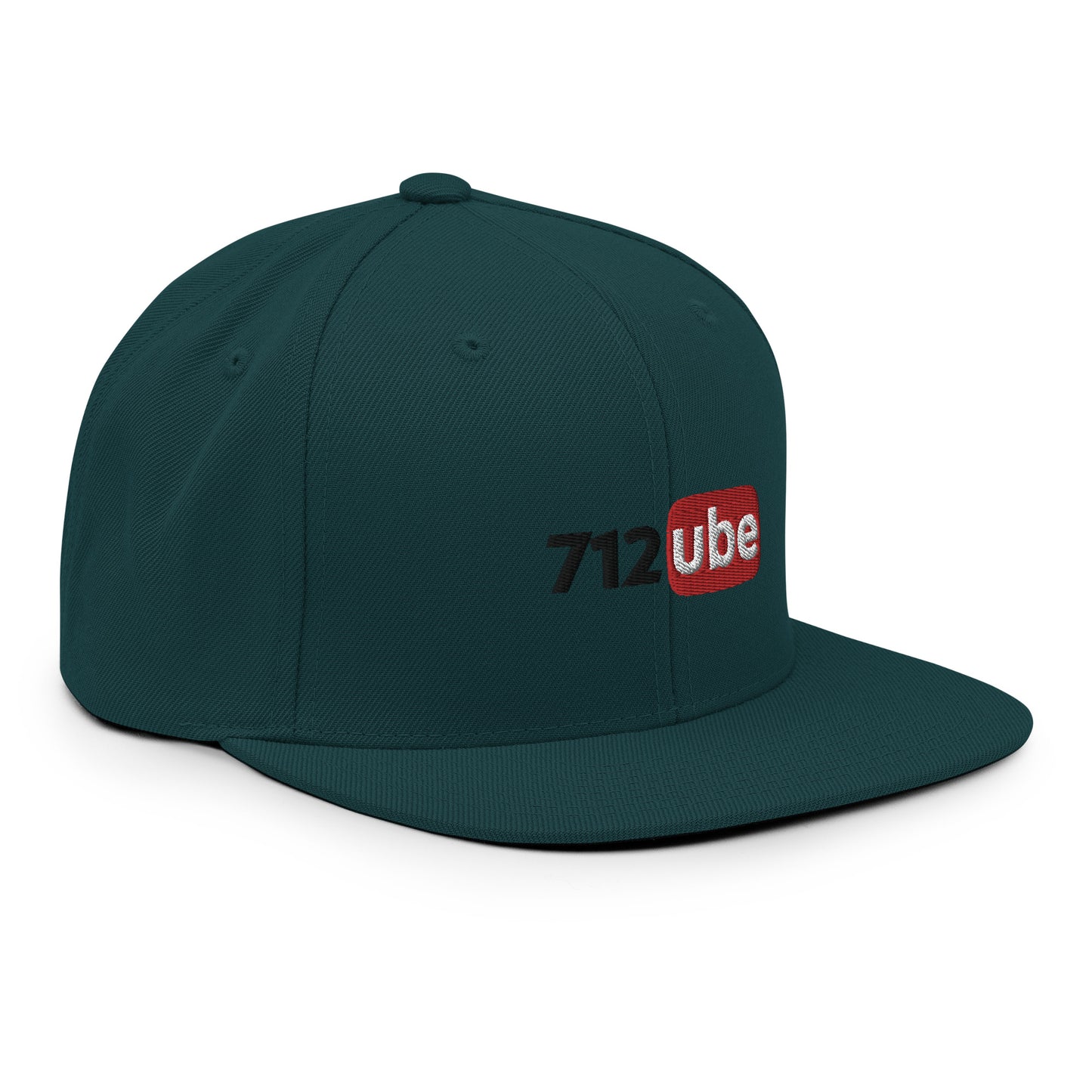 712ube Embroidered Snapback Hat (Black Lettering)