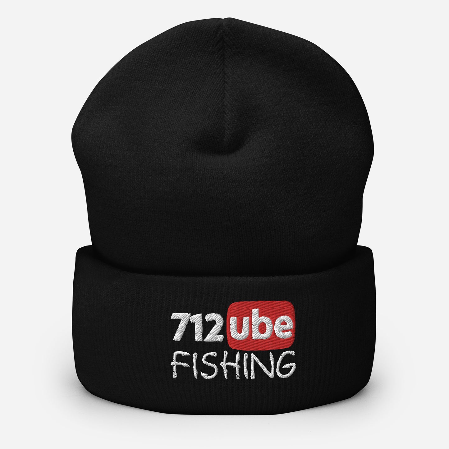 712ube Fishing Embroidered Cuffed Beanie (White Logo)