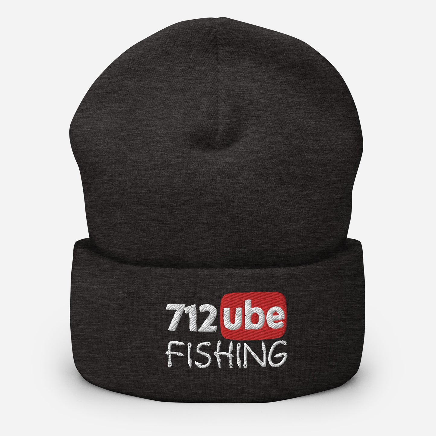 712ube Fishing Embroidered Cuffed Beanie (White Logo)