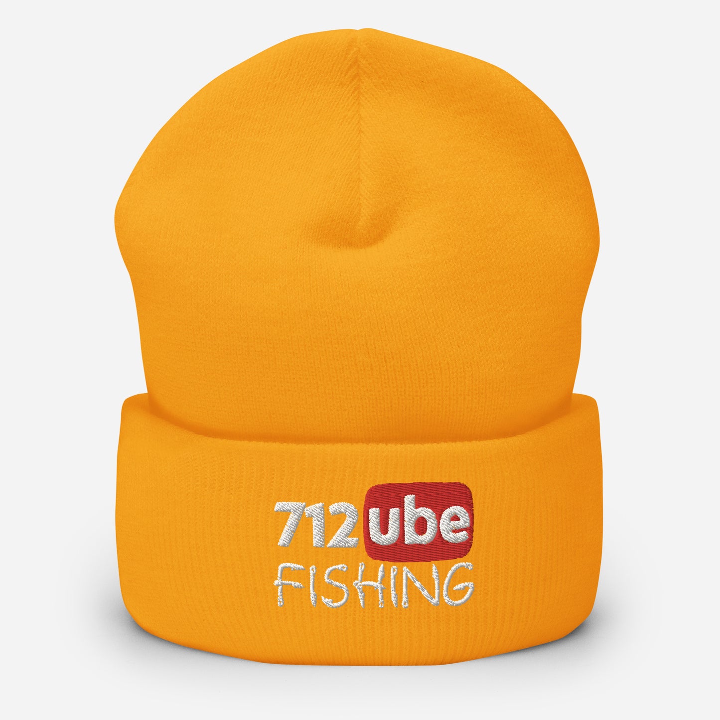 712ube Fishing Embroidered Cuffed Beanie (White Logo)