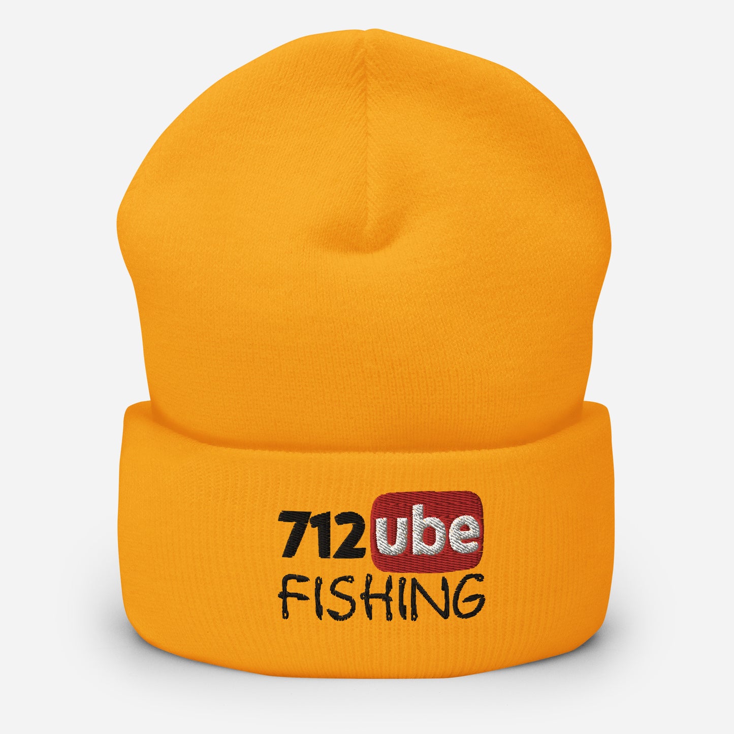 712ube Fishing Embroidered Cuffed Beanie (Black Logo)