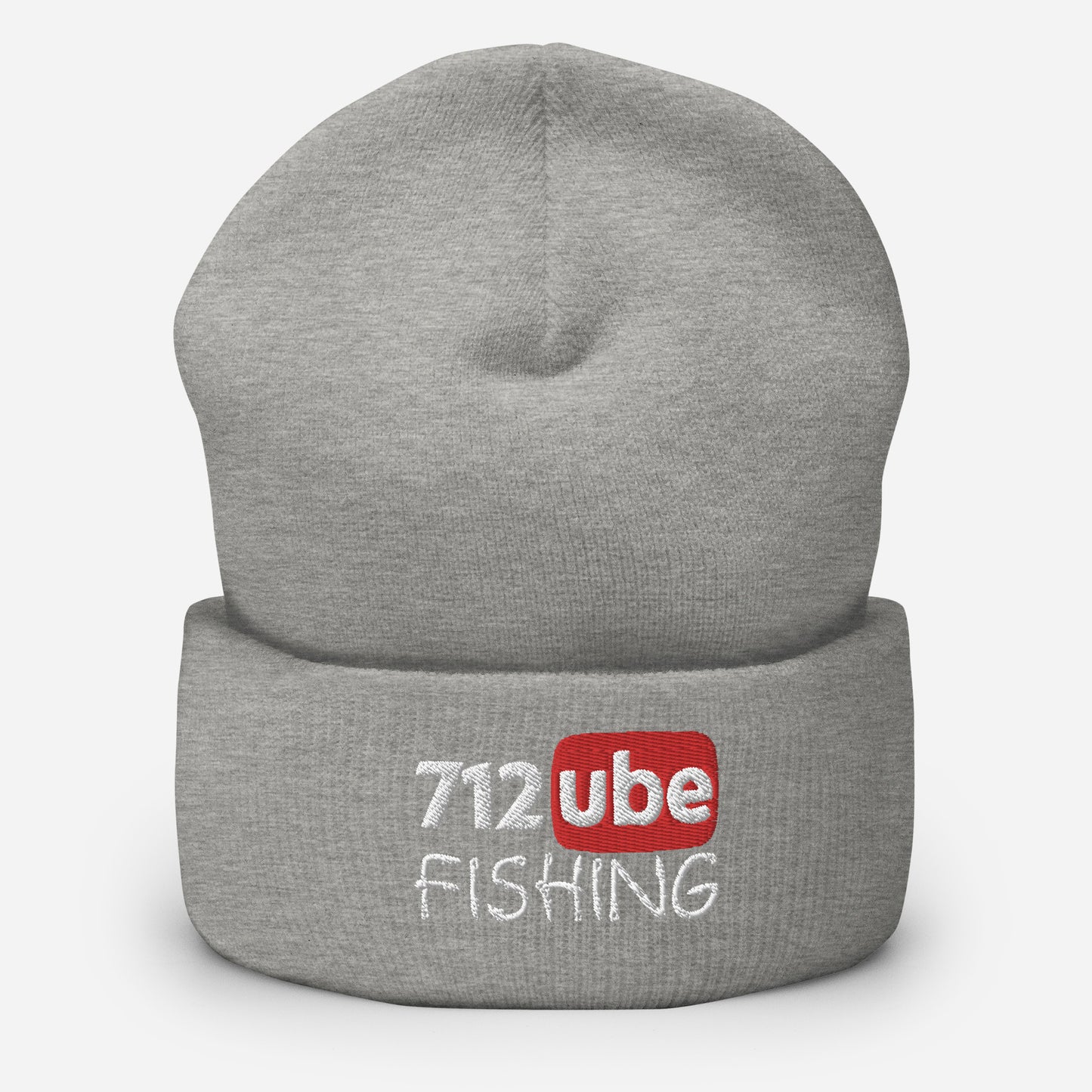 712ube Fishing Embroidered Cuffed Beanie (White Logo)