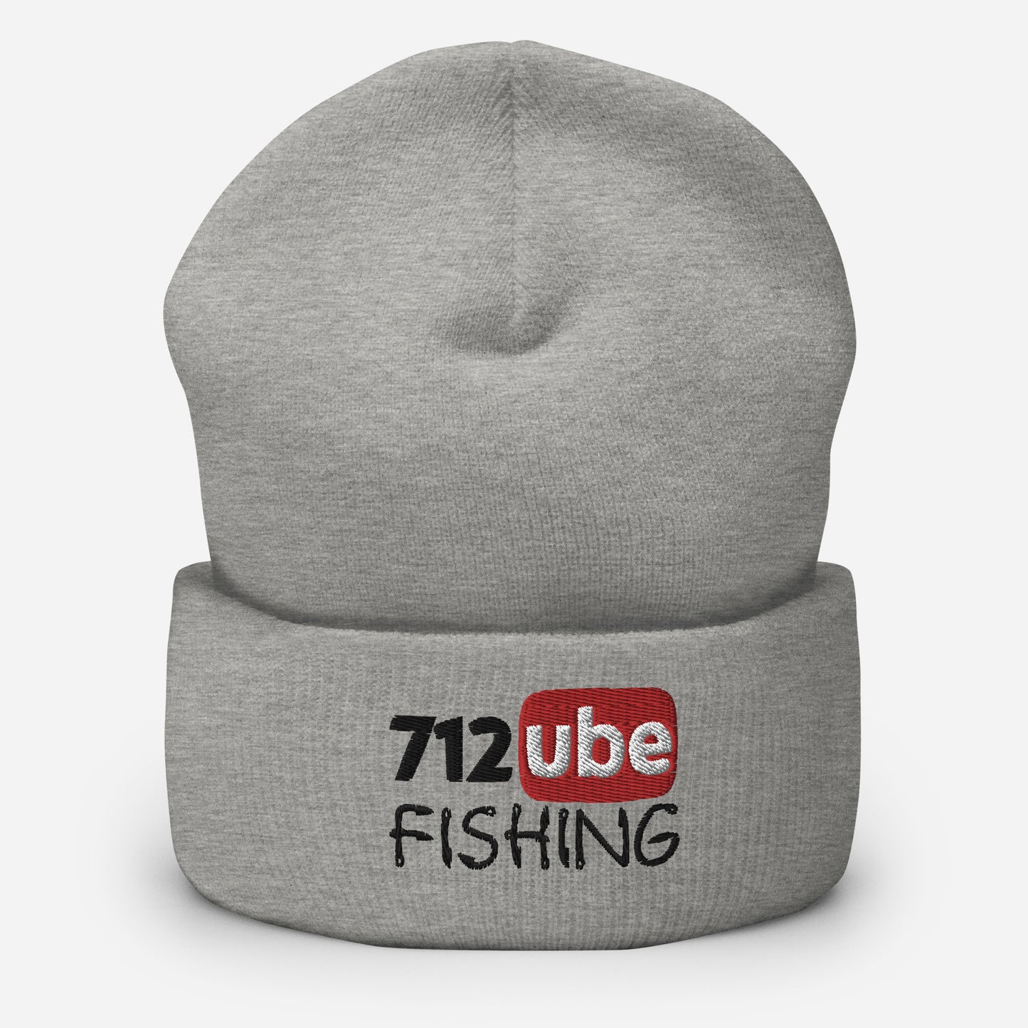 712ube Fishing Embroidered Cuffed Beanie (Black Logo)